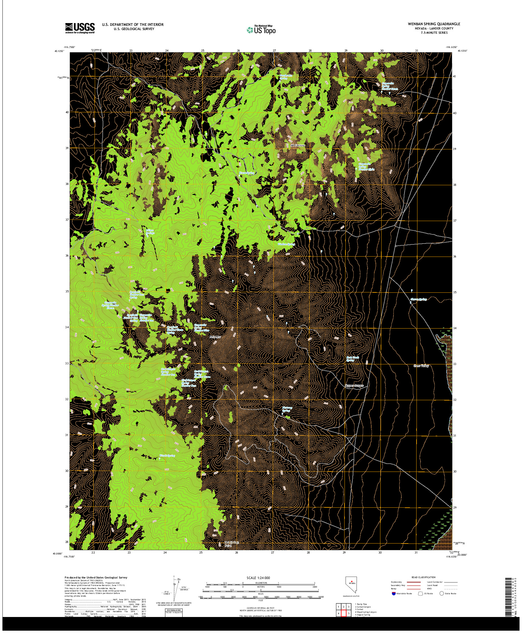 USGS US TOPO 7.5-MINUTE MAP FOR WENBAN SPRING, NV 2018