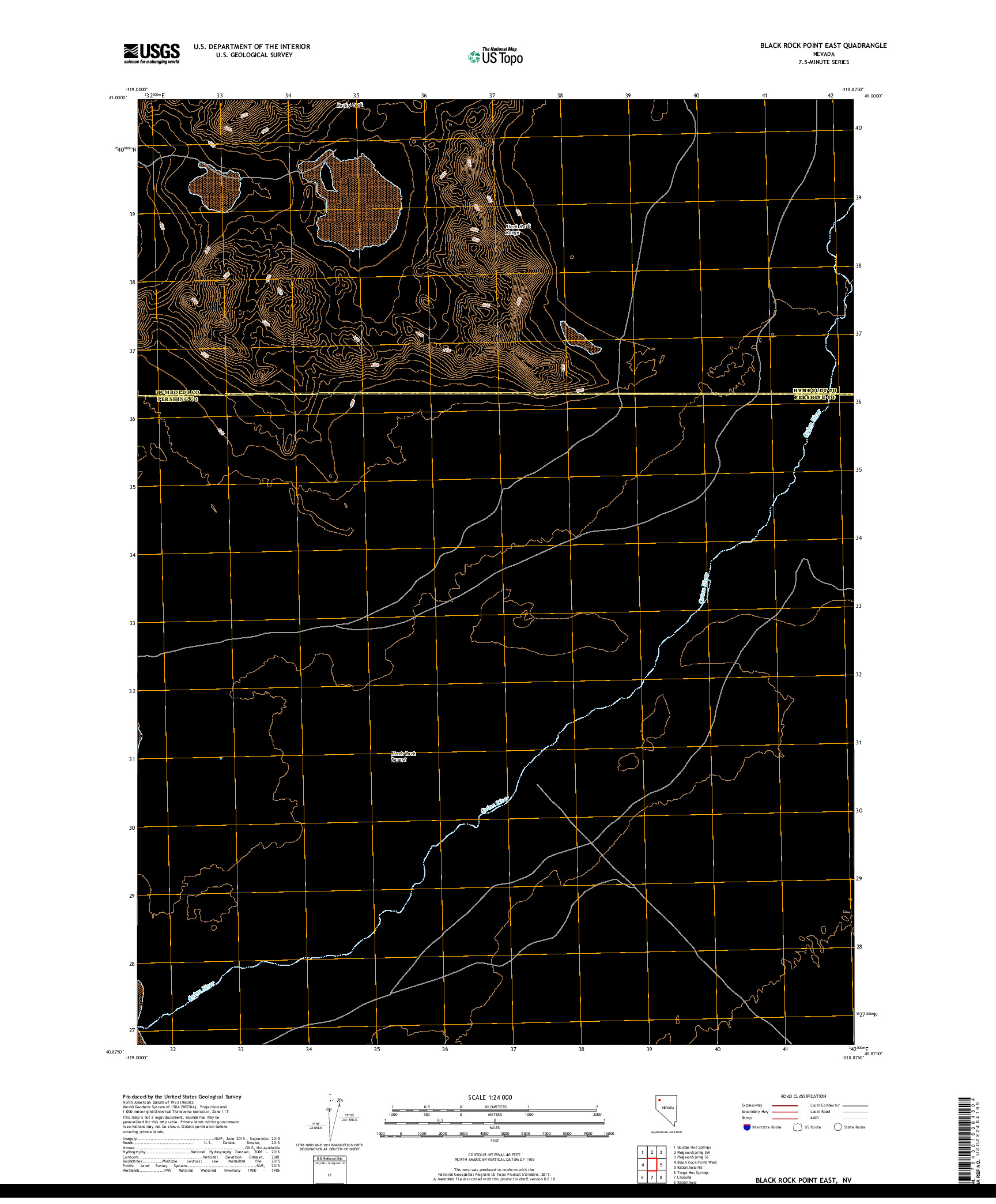 USGS US TOPO 7.5-MINUTE MAP FOR BLACK ROCK POINT EAST, NV 2018