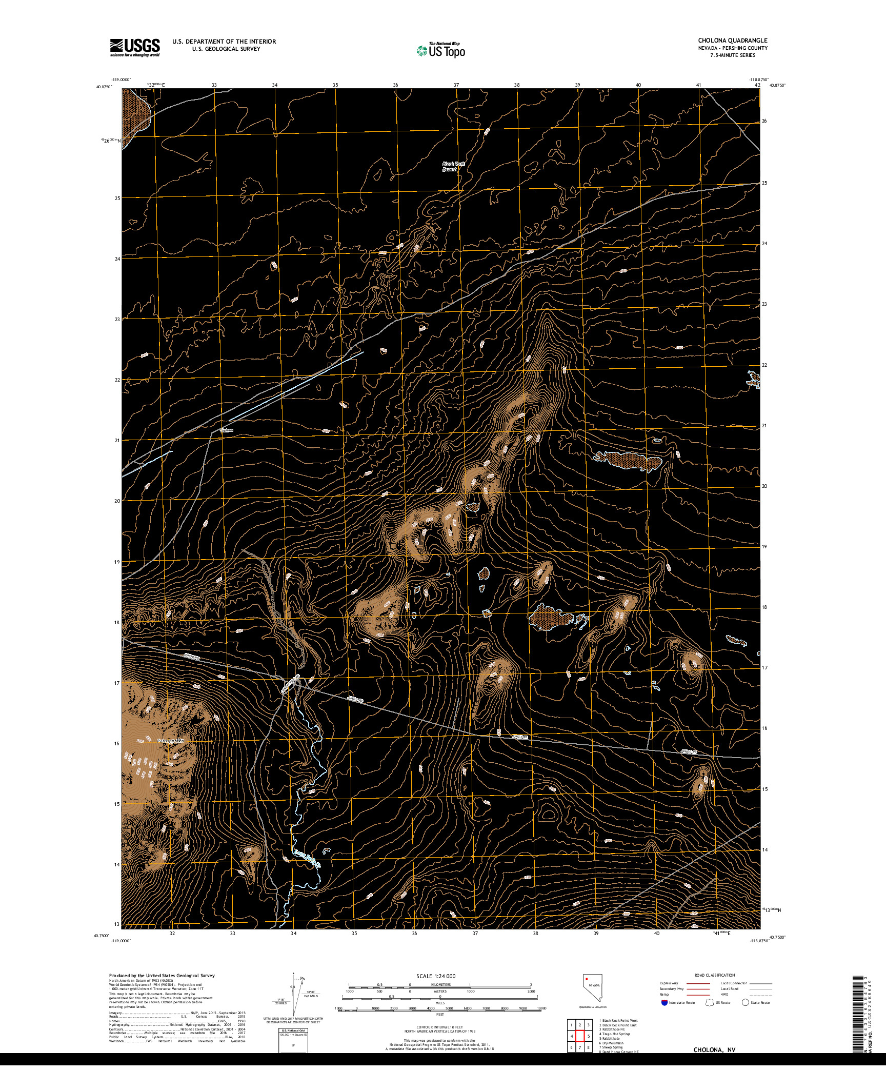 USGS US TOPO 7.5-MINUTE MAP FOR CHOLONA, NV 2018