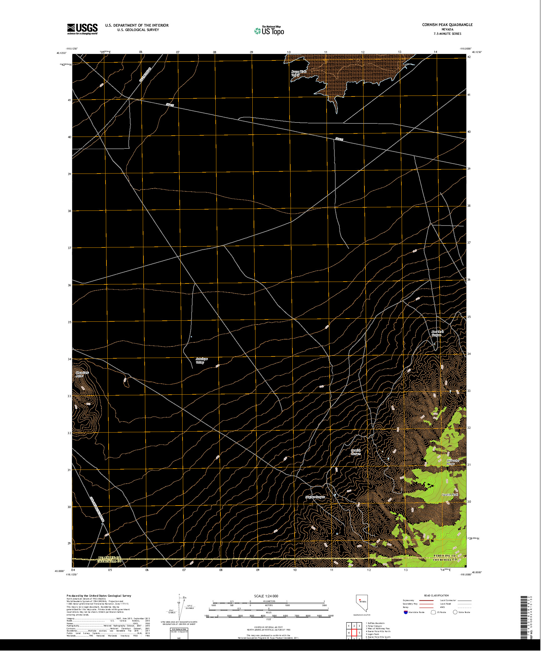 USGS US TOPO 7.5-MINUTE MAP FOR CORNISH PEAK, NV 2018