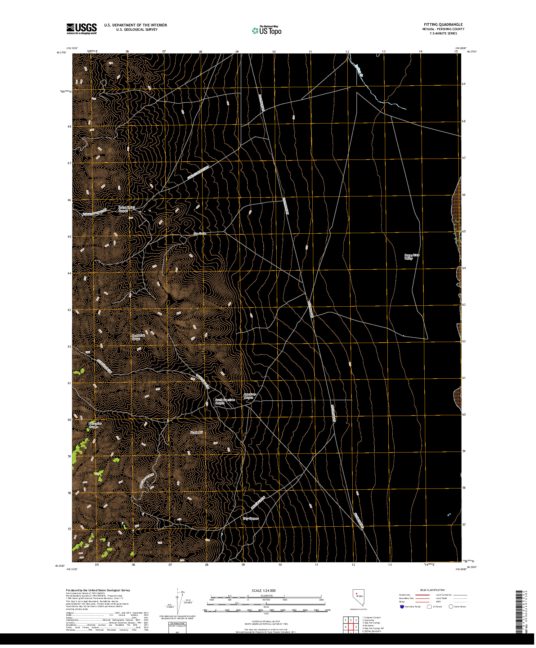 USGS US TOPO 7.5-MINUTE MAP FOR FITTING, NV 2018