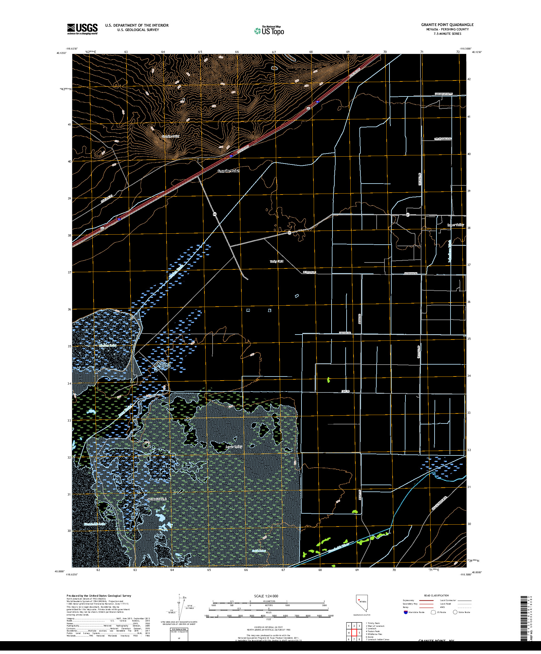 USGS US TOPO 7.5-MINUTE MAP FOR GRANITE POINT, NV 2018