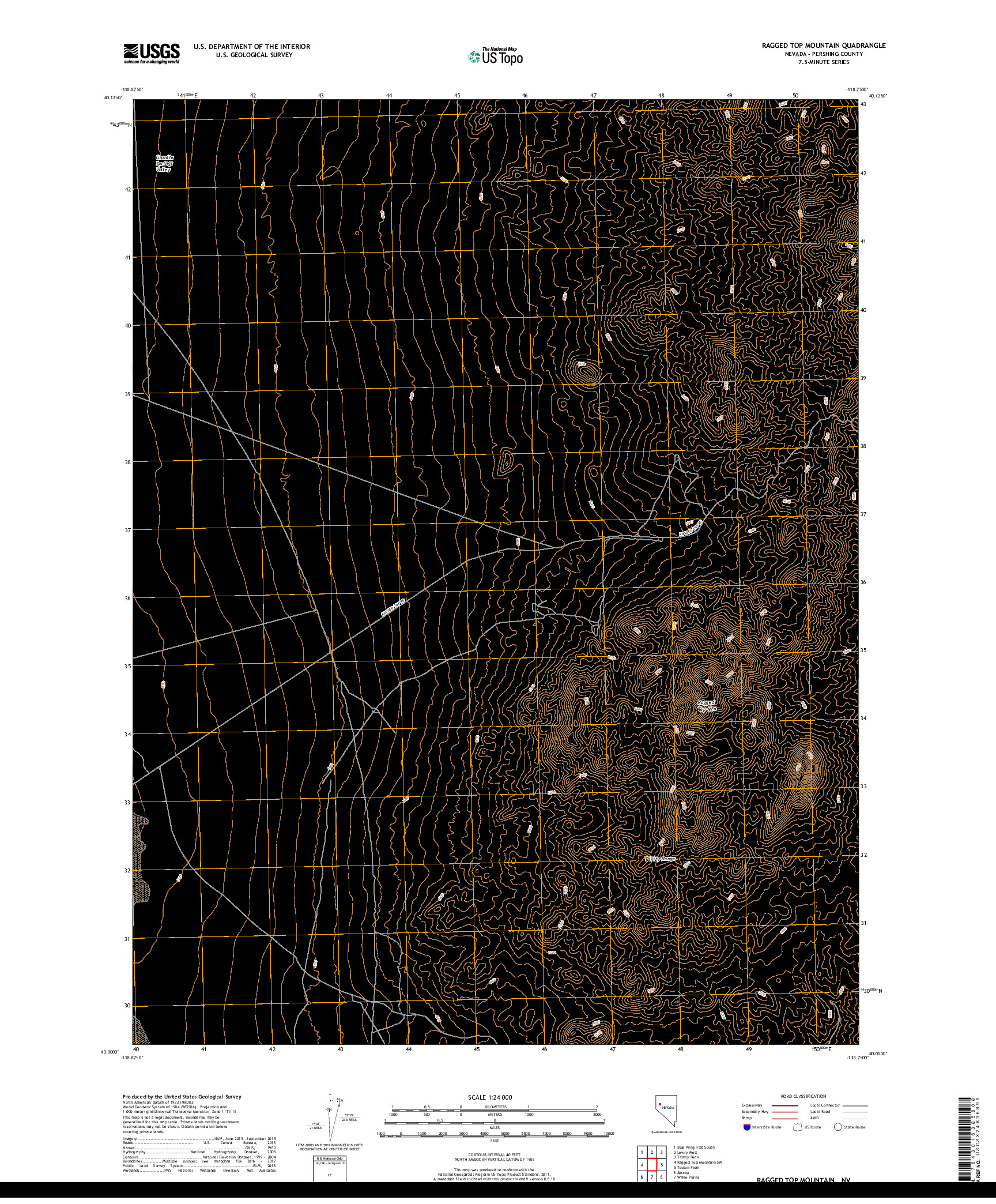 USGS US TOPO 7.5-MINUTE MAP FOR RAGGED TOP MOUNTAIN, NV 2018