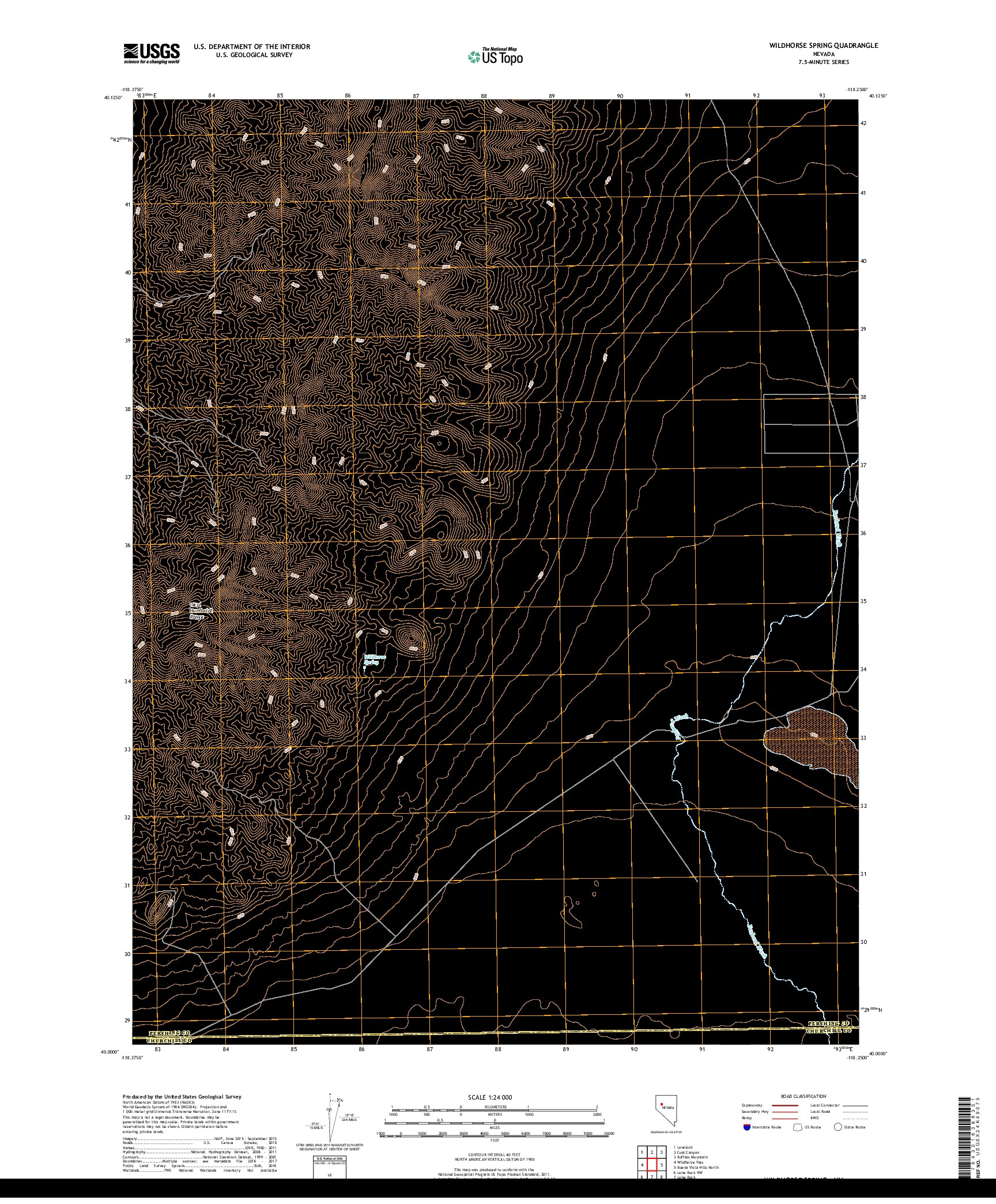 USGS US TOPO 7.5-MINUTE MAP FOR WILDHORSE SPRING, NV 2018