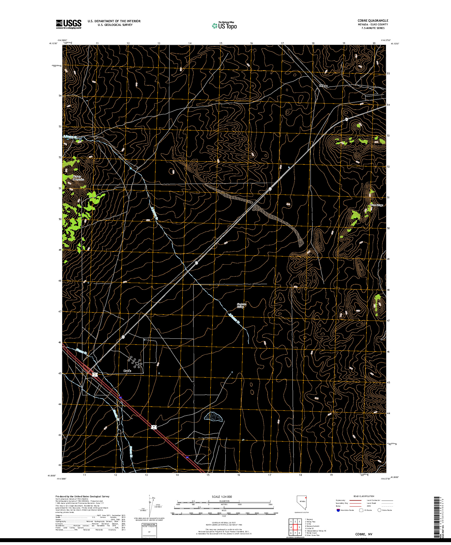 USGS US TOPO 7.5-MINUTE MAP FOR COBRE, NV 2018