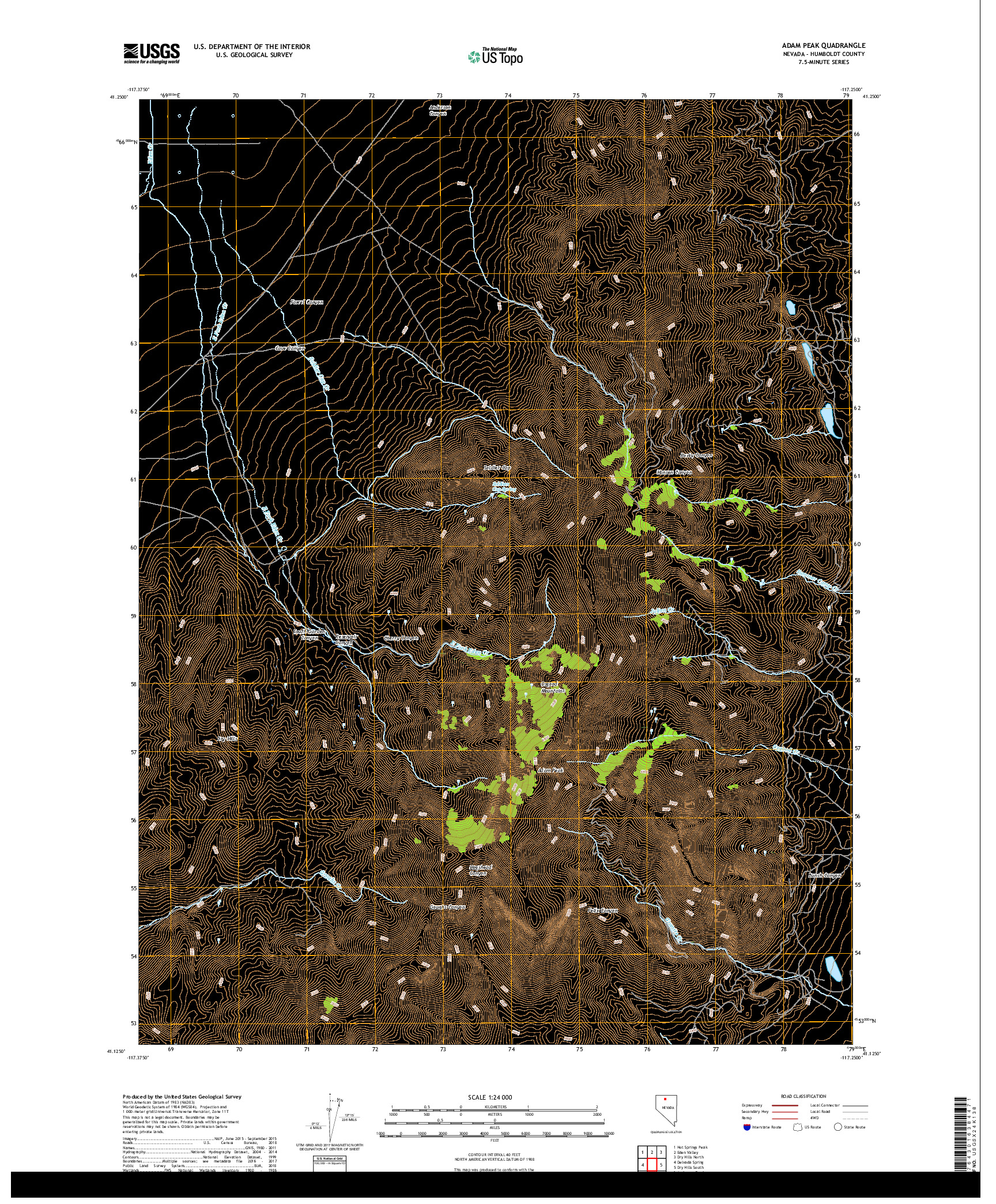USGS US TOPO 7.5-MINUTE MAP FOR ADAM PEAK, NV 2018