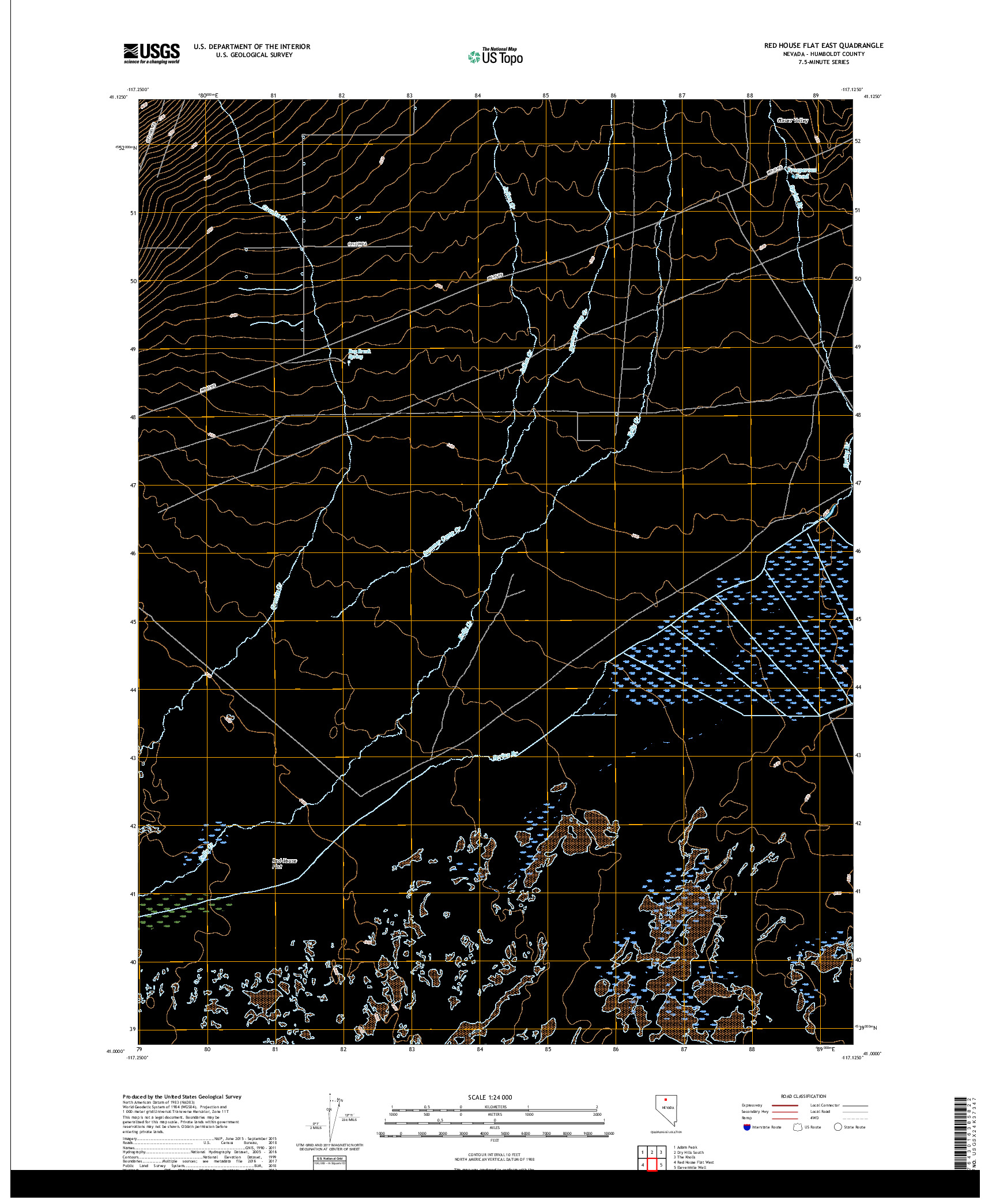 USGS US TOPO 7.5-MINUTE MAP FOR RED HOUSE FLAT EAST, NV 2018