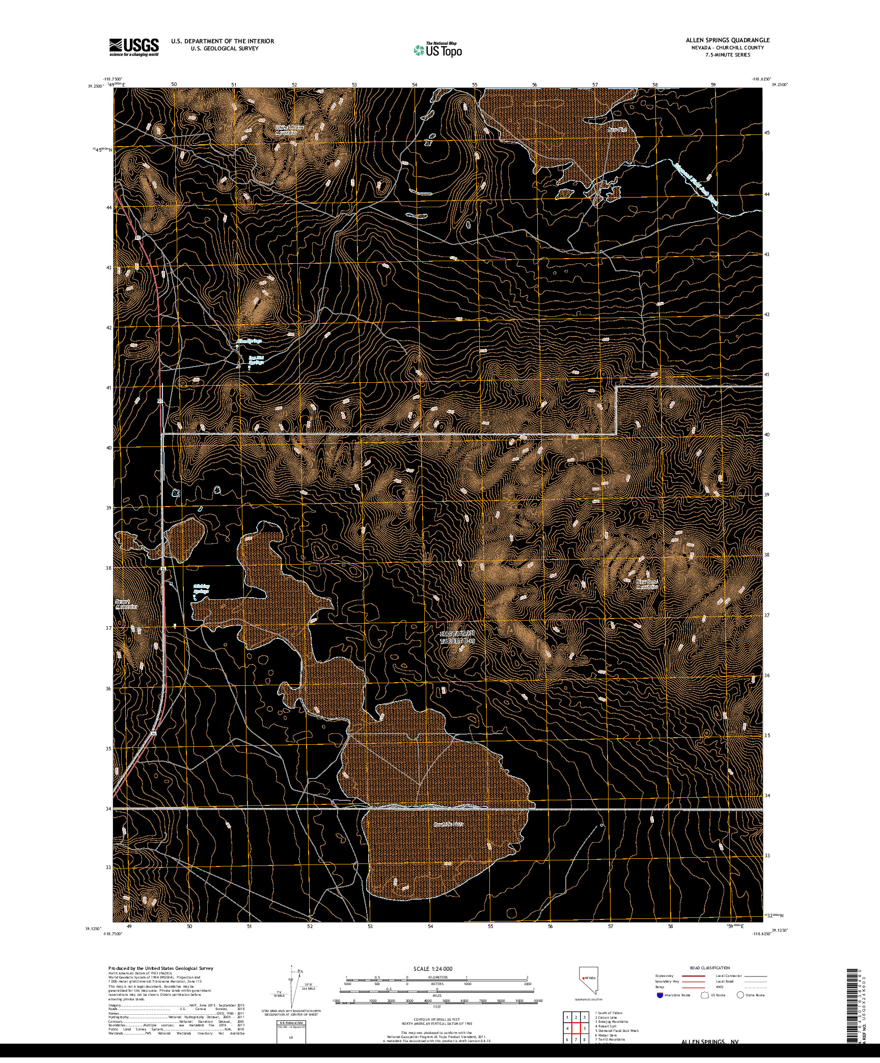 USGS US TOPO 7.5-MINUTE MAP FOR ALLEN SPRINGS, NV 2018