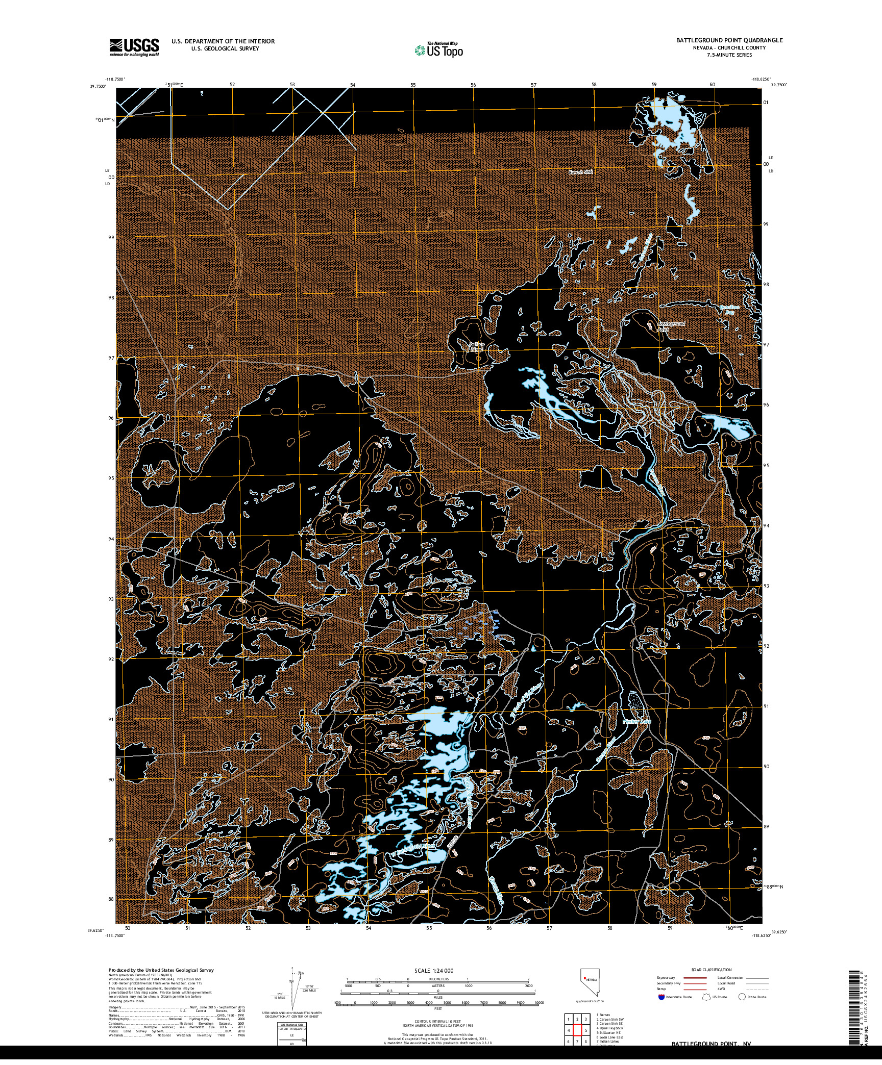 USGS US TOPO 7.5-MINUTE MAP FOR BATTLEGROUND POINT, NV 2018