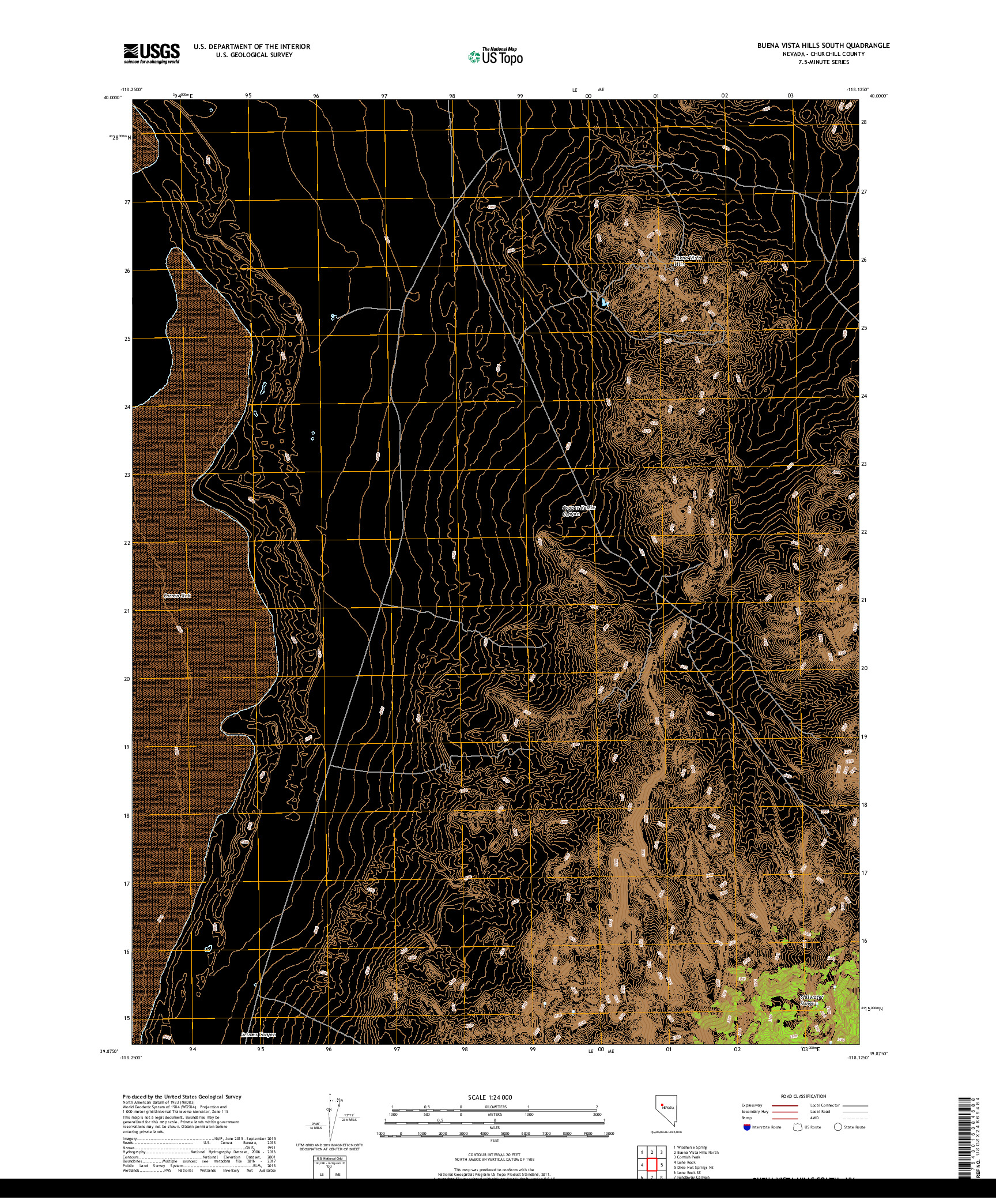 USGS US TOPO 7.5-MINUTE MAP FOR BUENA VISTA HILLS SOUTH, NV 2018