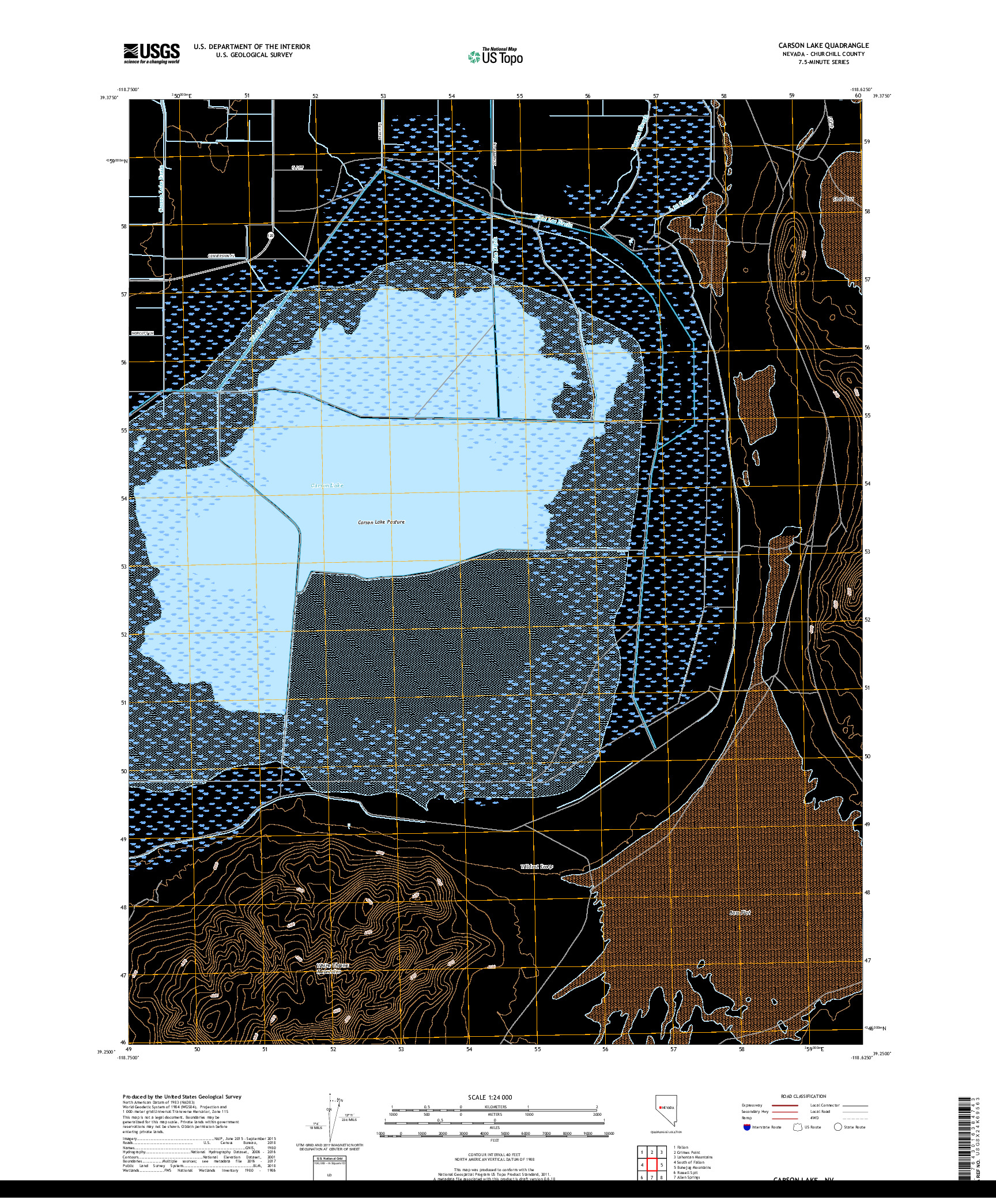 USGS US TOPO 7.5-MINUTE MAP FOR CARSON LAKE, NV 2018