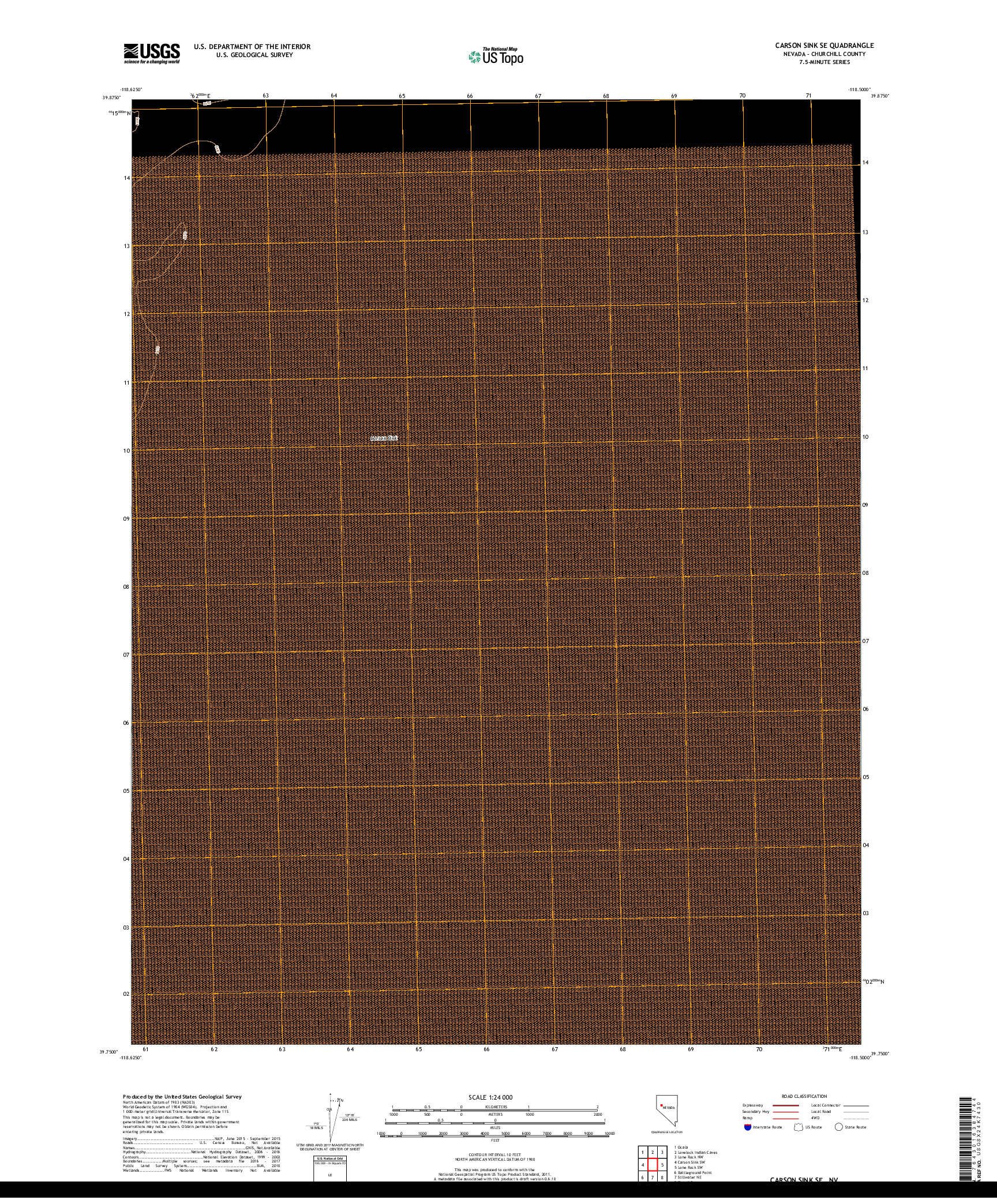 USGS US TOPO 7.5-MINUTE MAP FOR CARSON SINK SE, NV 2018