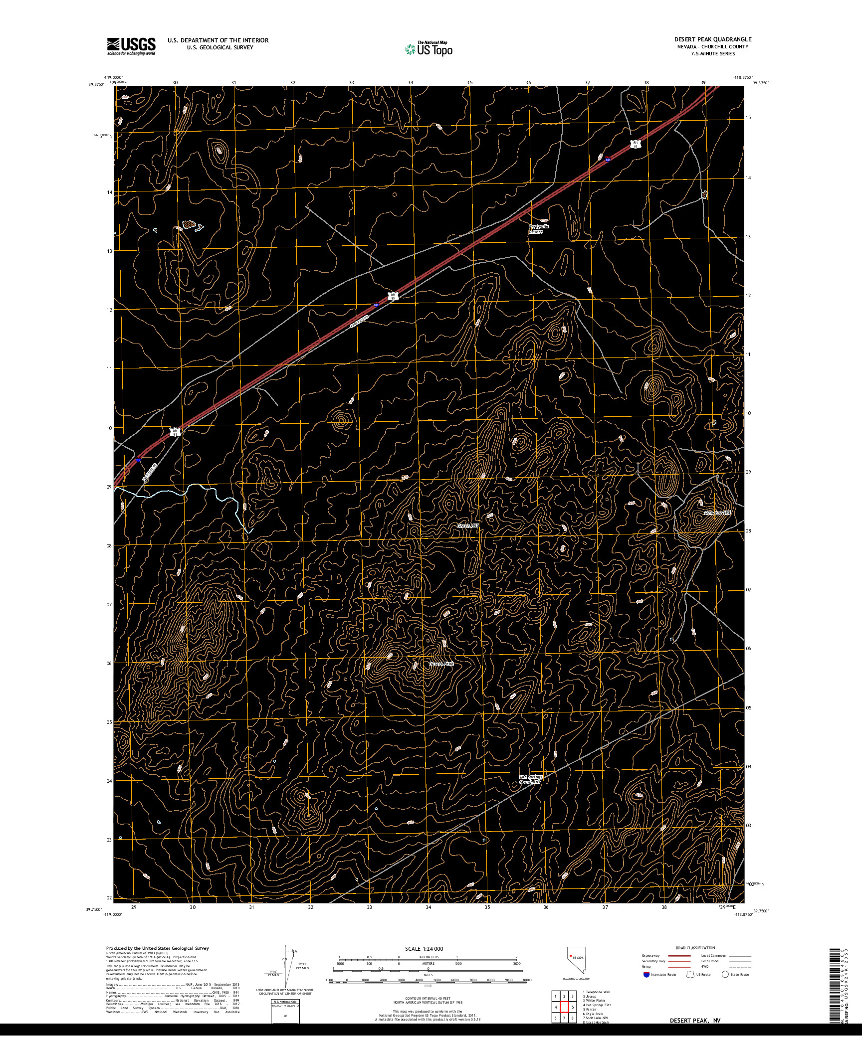 USGS US TOPO 7.5-MINUTE MAP FOR DESERT PEAK, NV 2018