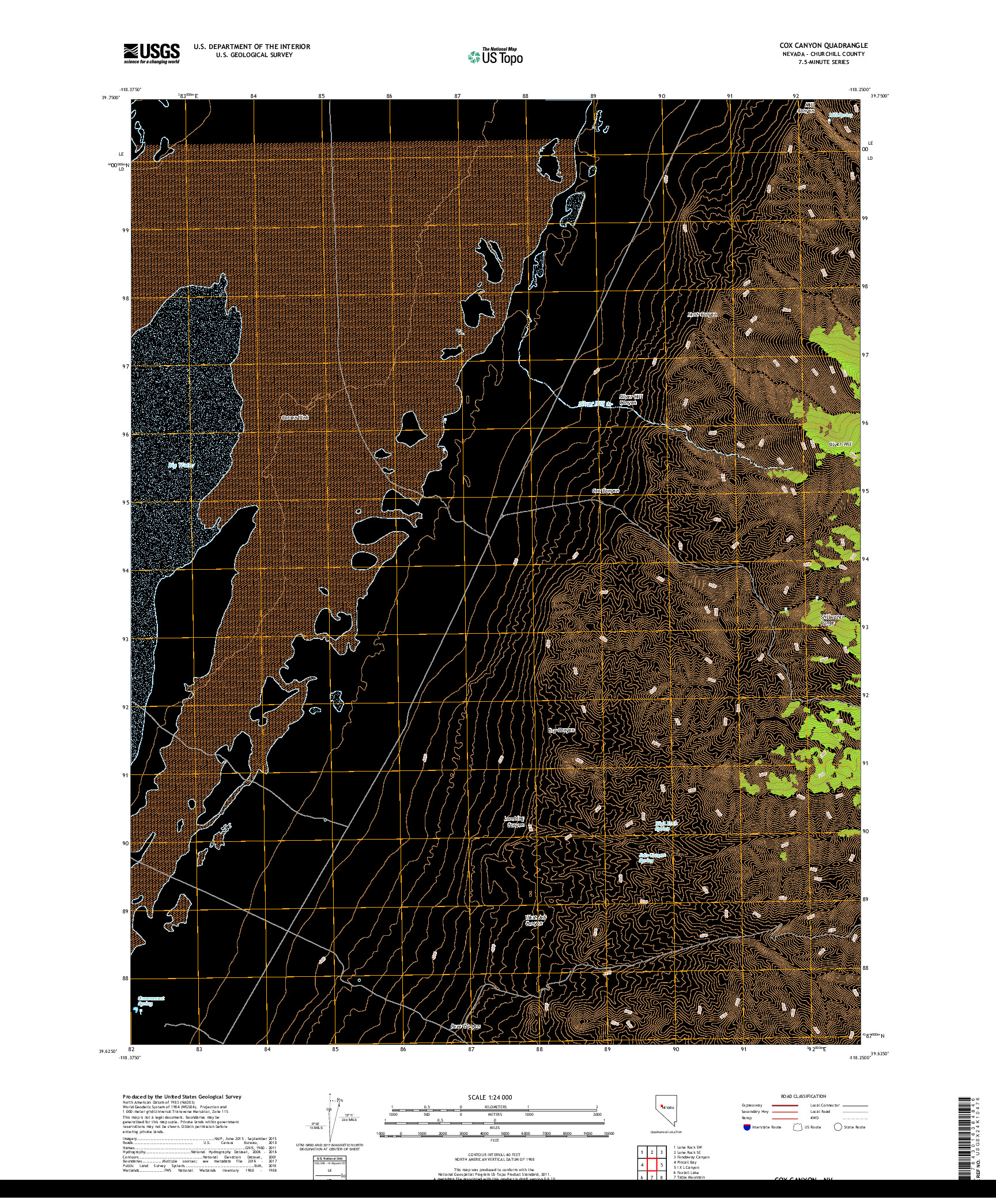 USGS US TOPO 7.5-MINUTE MAP FOR COX CANYON, NV 2018