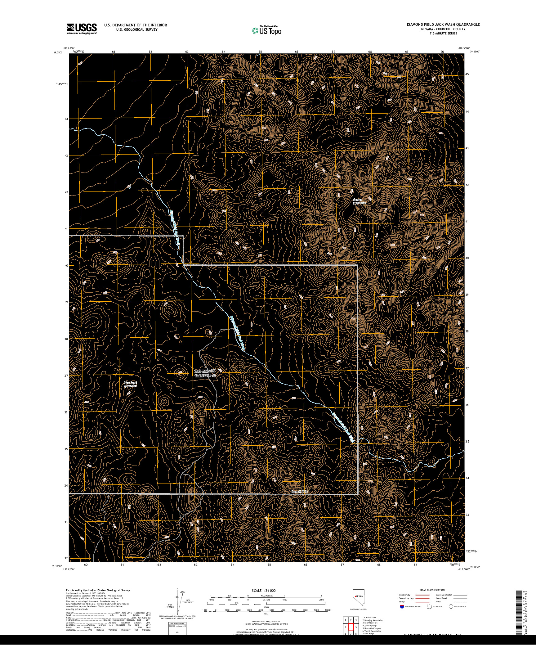 USGS US TOPO 7.5-MINUTE MAP FOR DIAMOND FIELD JACK WASH, NV 2018