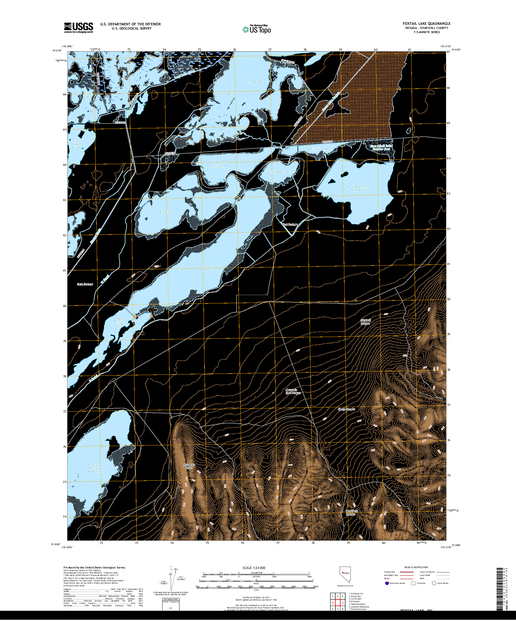 USGS US TOPO 7.5-MINUTE MAP FOR FOXTAIL LAKE, NV 2018