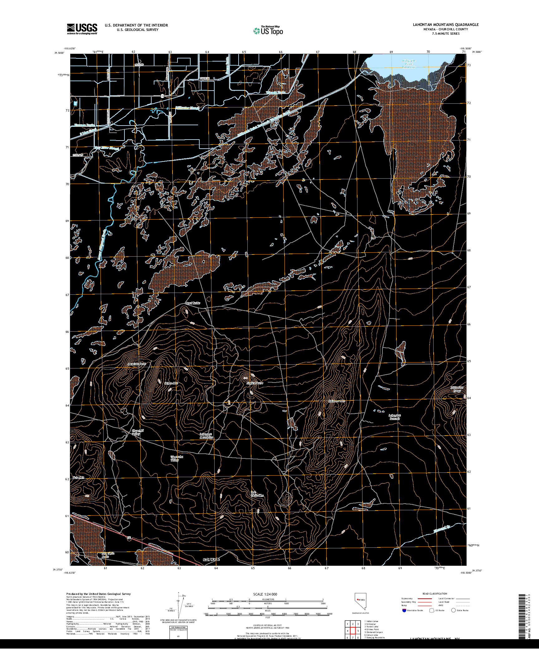 USGS US TOPO 7.5-MINUTE MAP FOR LAHONTAN MOUNTAINS, NV 2018