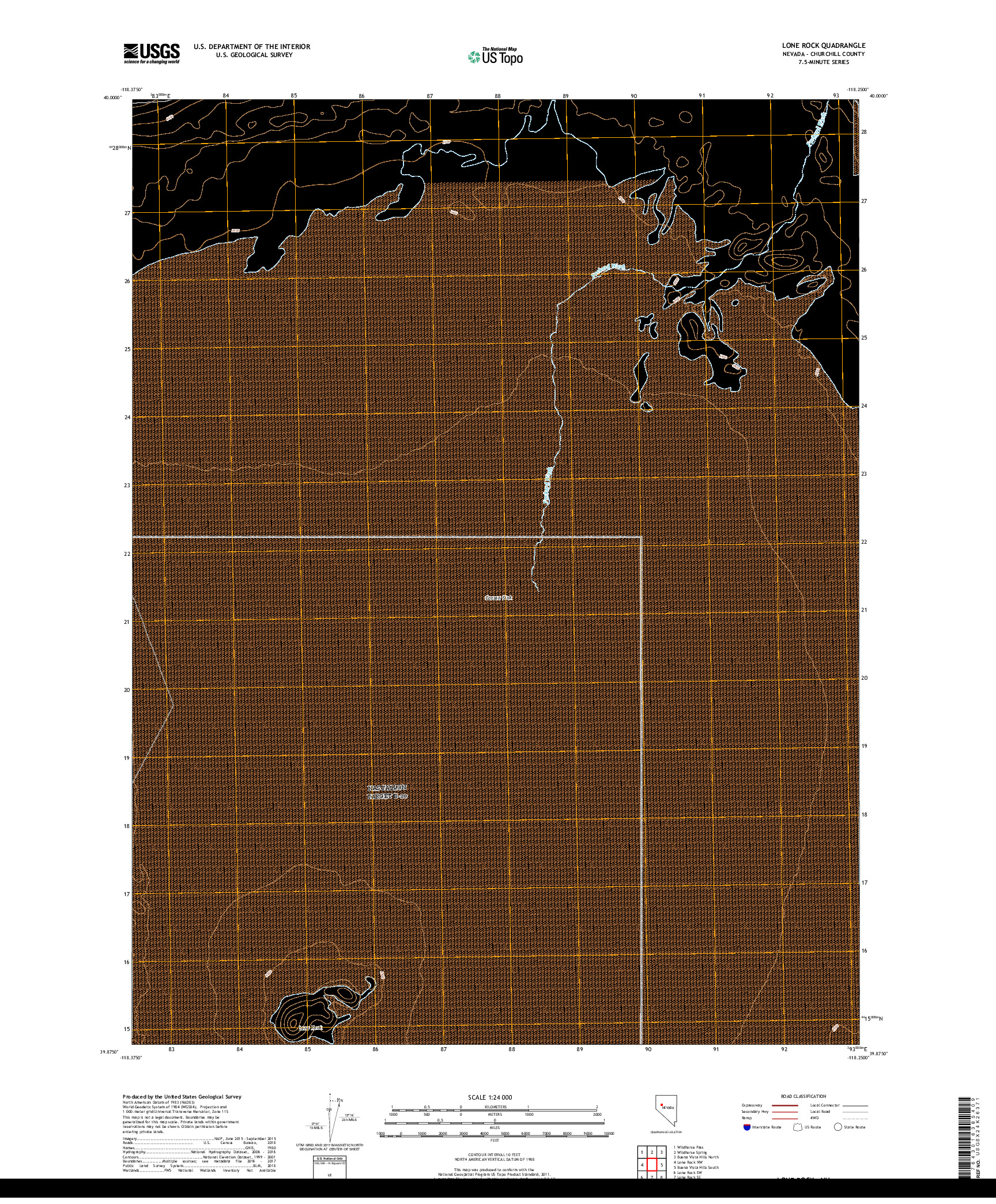 USGS US TOPO 7.5-MINUTE MAP FOR LONE ROCK, NV 2018