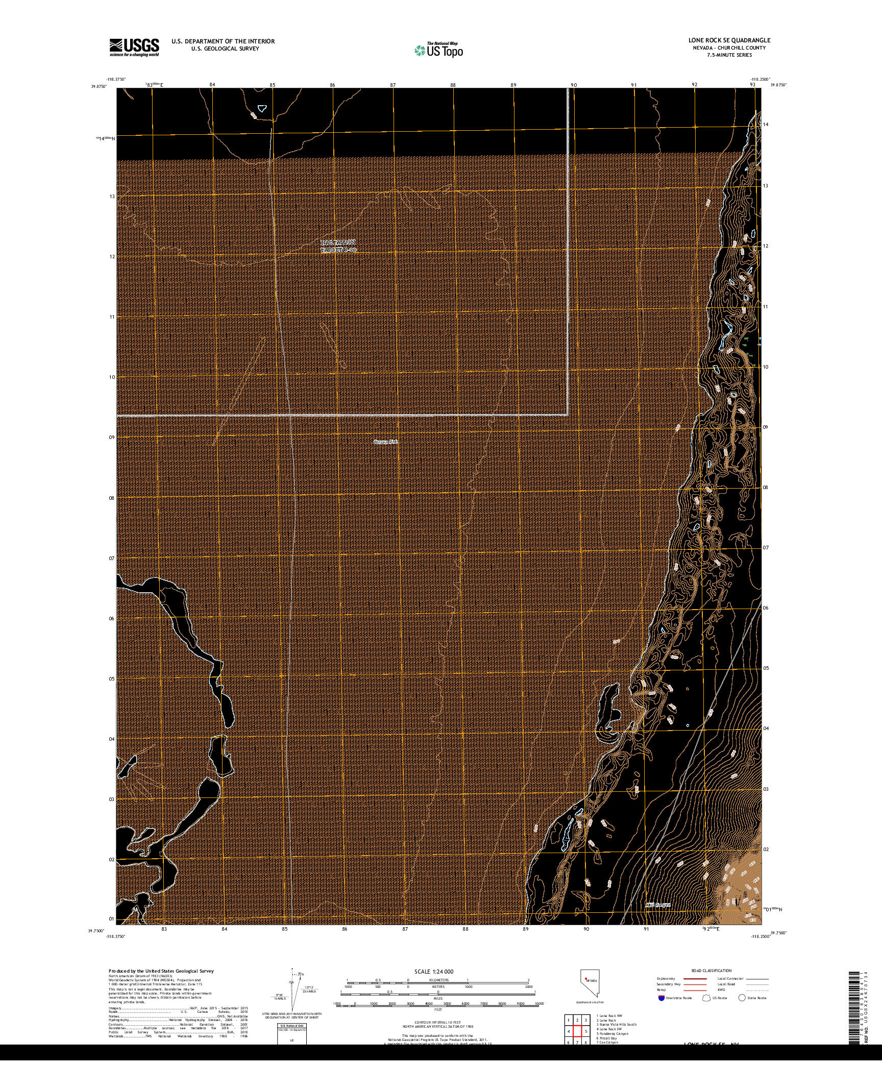 USGS US TOPO 7.5-MINUTE MAP FOR LONE ROCK SE, NV 2018