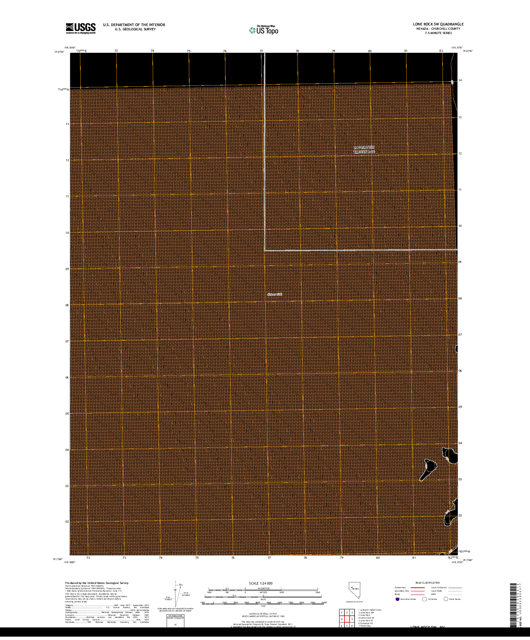 USGS US TOPO 7.5-MINUTE MAP FOR LONE ROCK SW, NV 2018