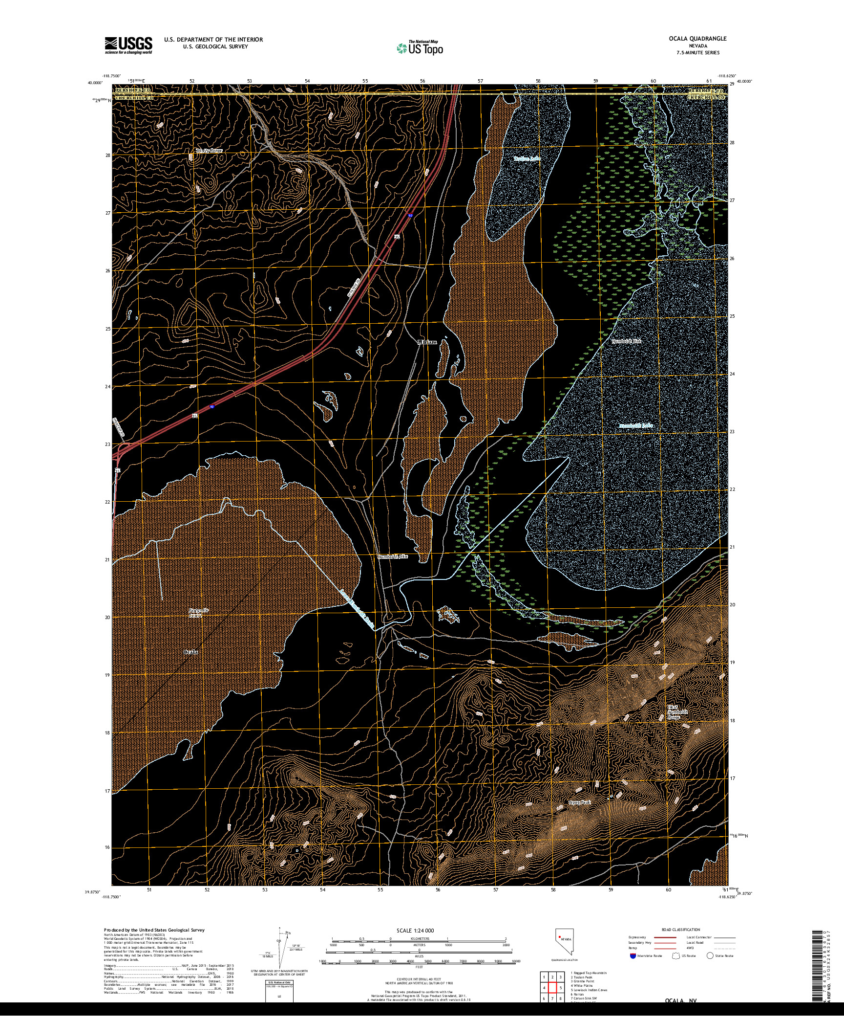 USGS US TOPO 7.5-MINUTE MAP FOR OCALA, NV 2018