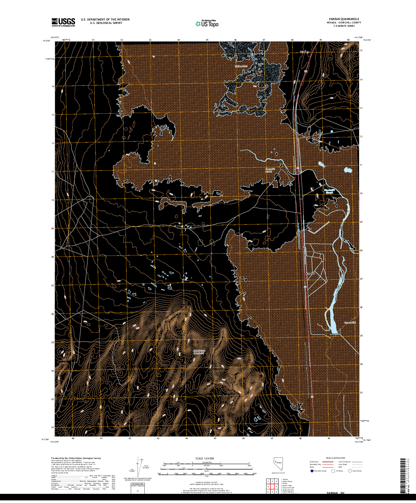 USGS US TOPO 7.5-MINUTE MAP FOR PARRAN, NV 2018