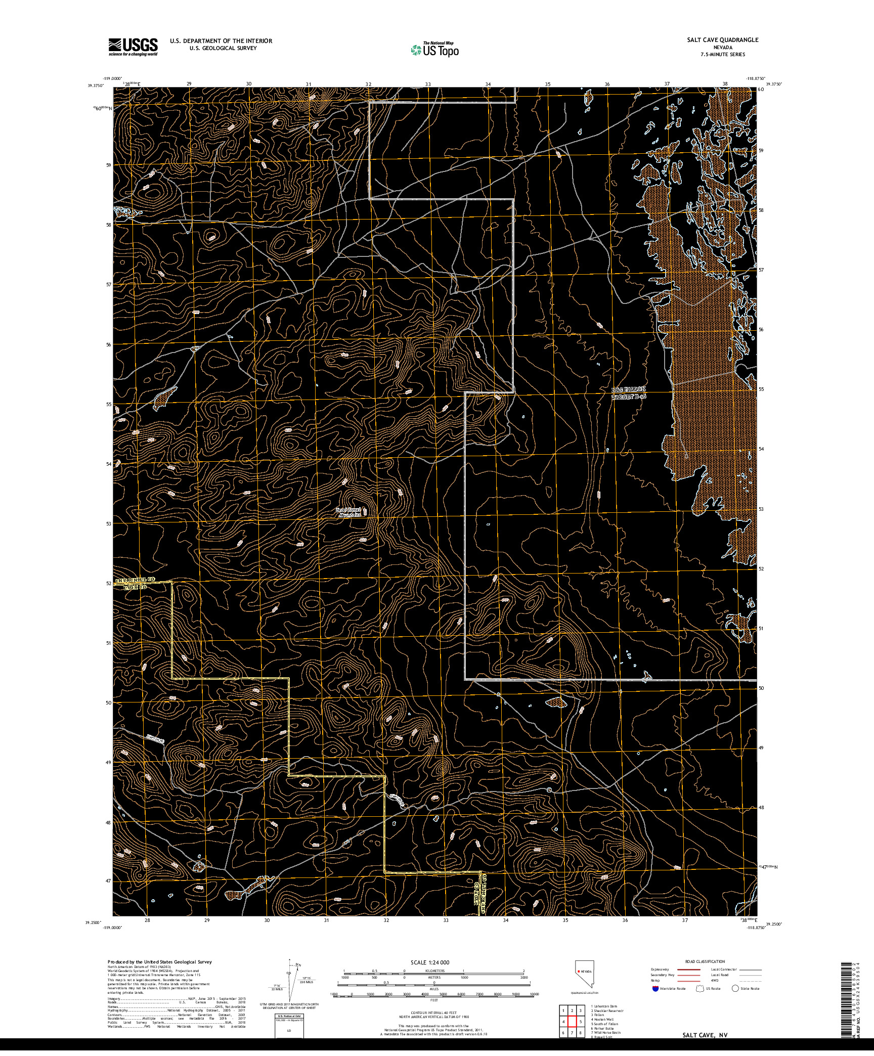 USGS US TOPO 7.5-MINUTE MAP FOR SALT CAVE, NV 2018