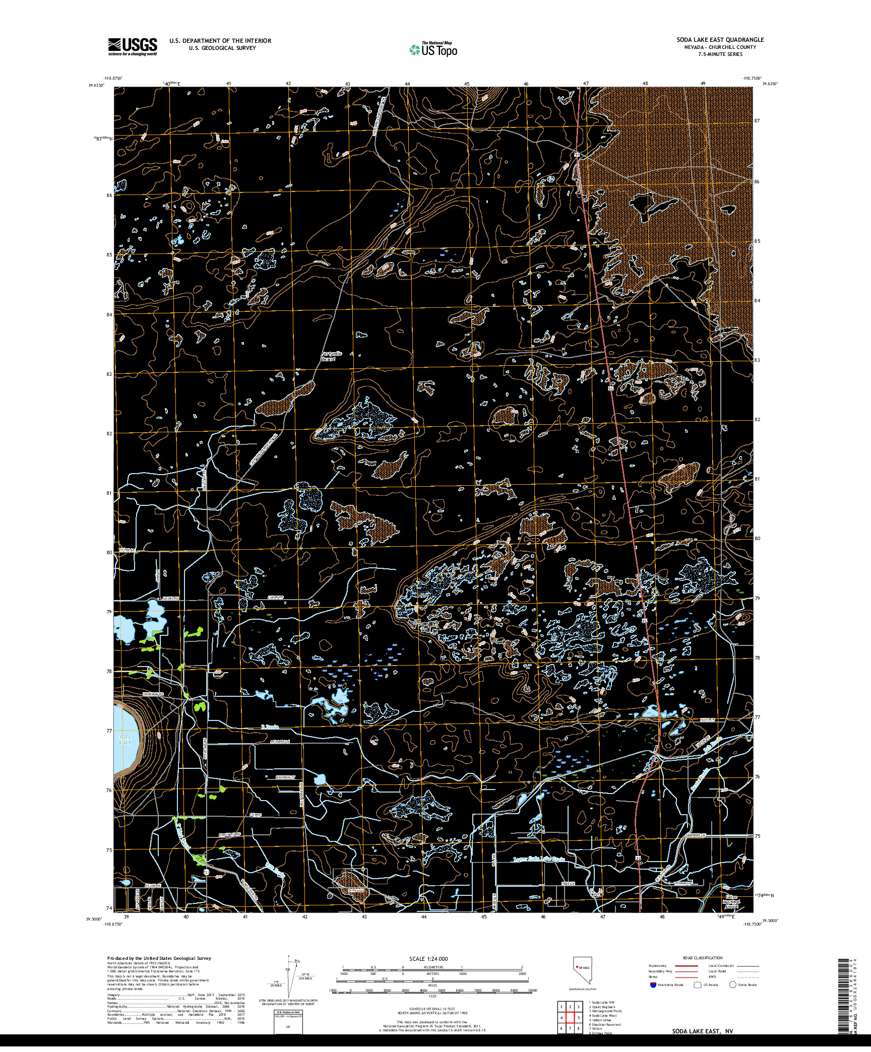 USGS US TOPO 7.5-MINUTE MAP FOR SODA LAKE EAST, NV 2018