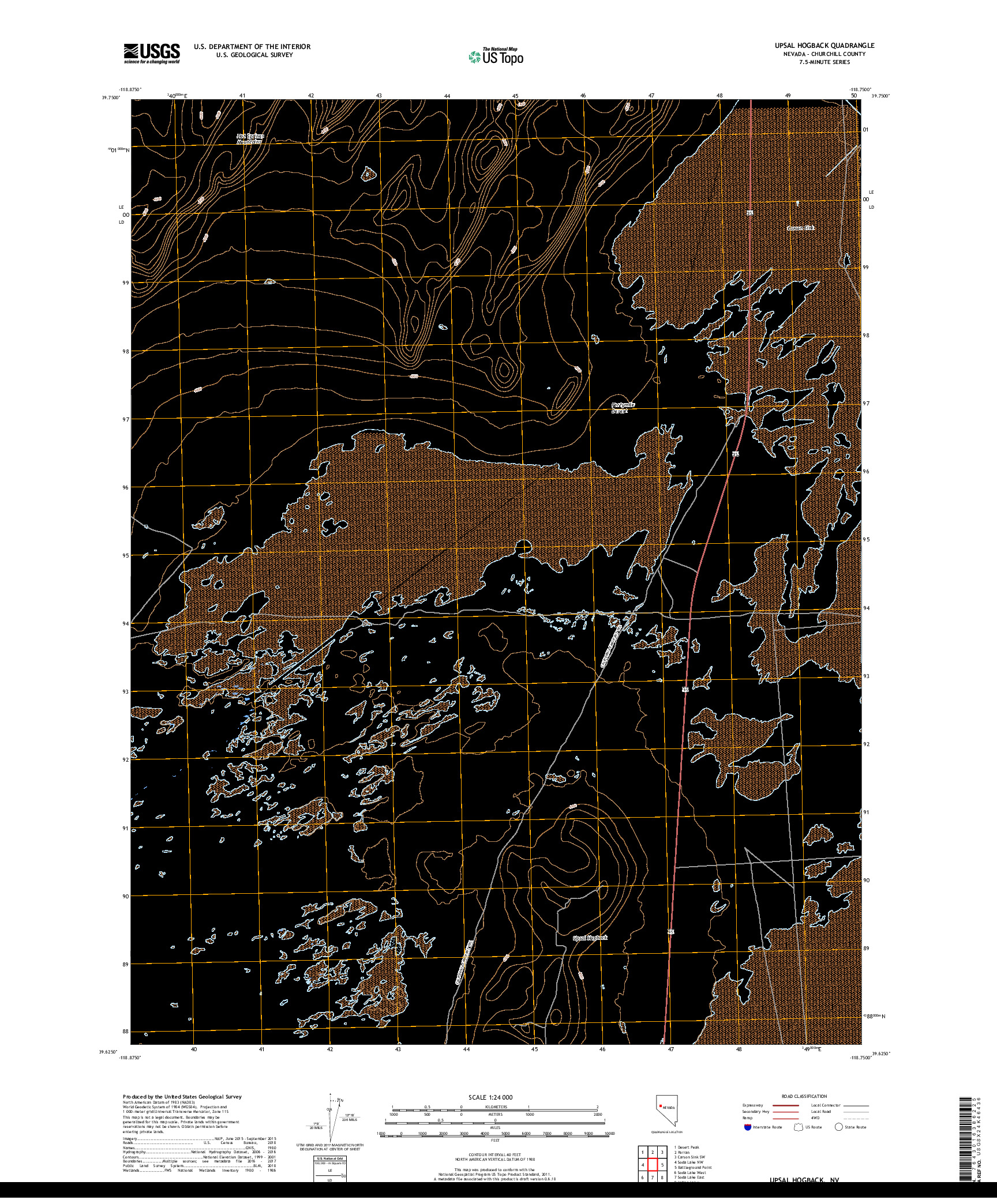 USGS US TOPO 7.5-MINUTE MAP FOR UPSAL HOGBACK, NV 2018