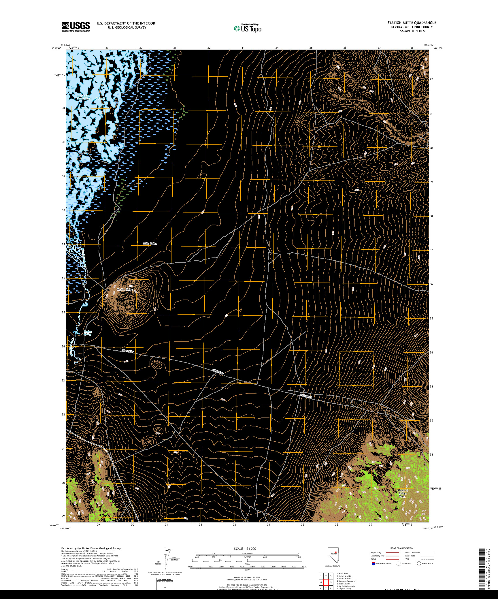 USGS US TOPO 7.5-MINUTE MAP FOR STATION BUTTE, NV 2018