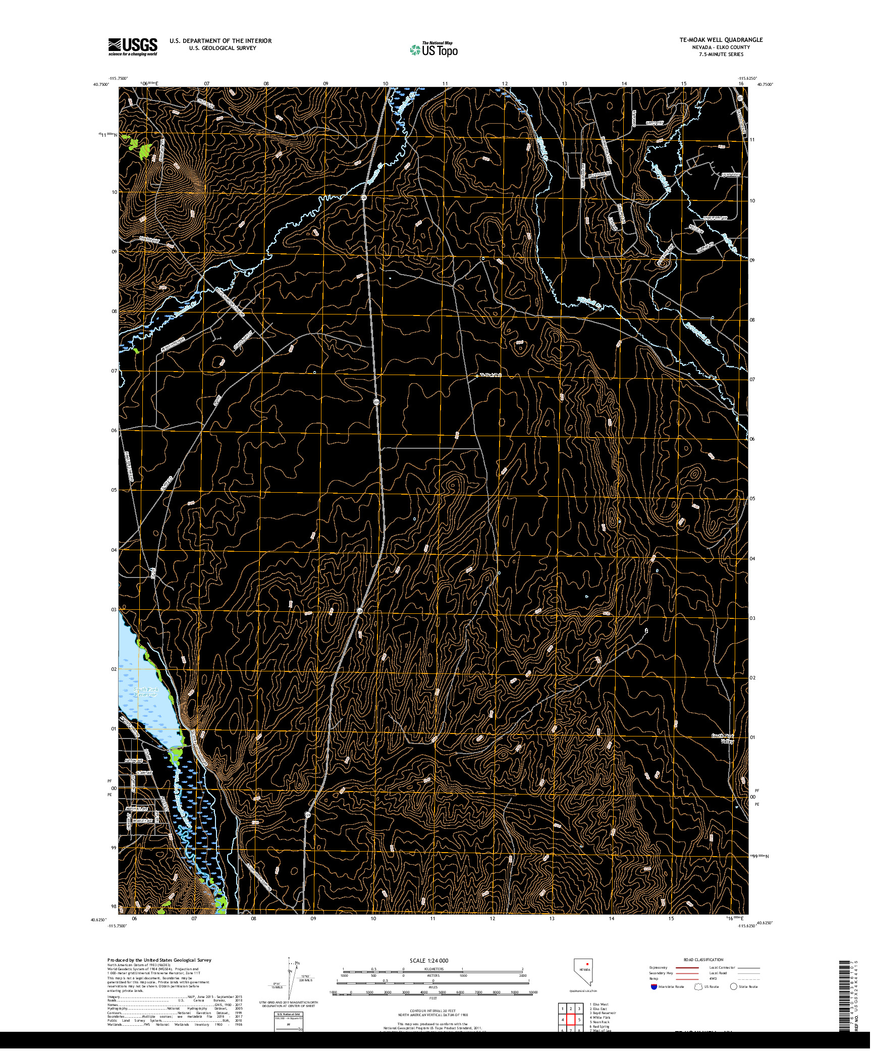 USGS US TOPO 7.5-MINUTE MAP FOR TE-MOAK WELL, NV 2018