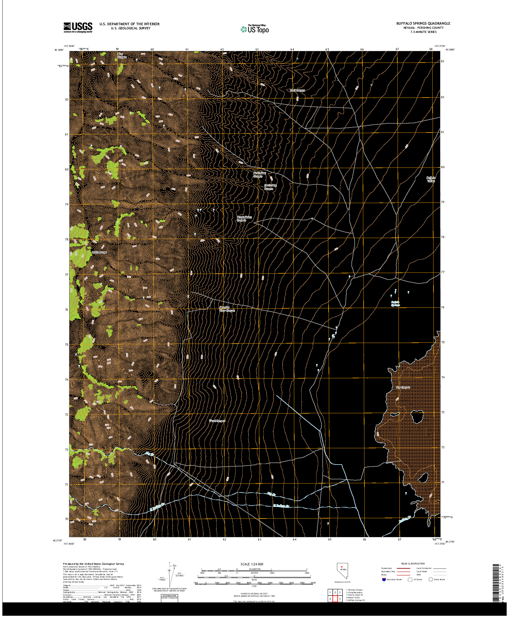 USGS US TOPO 7.5-MINUTE MAP FOR BUFFALO SPRINGS, NV 2018