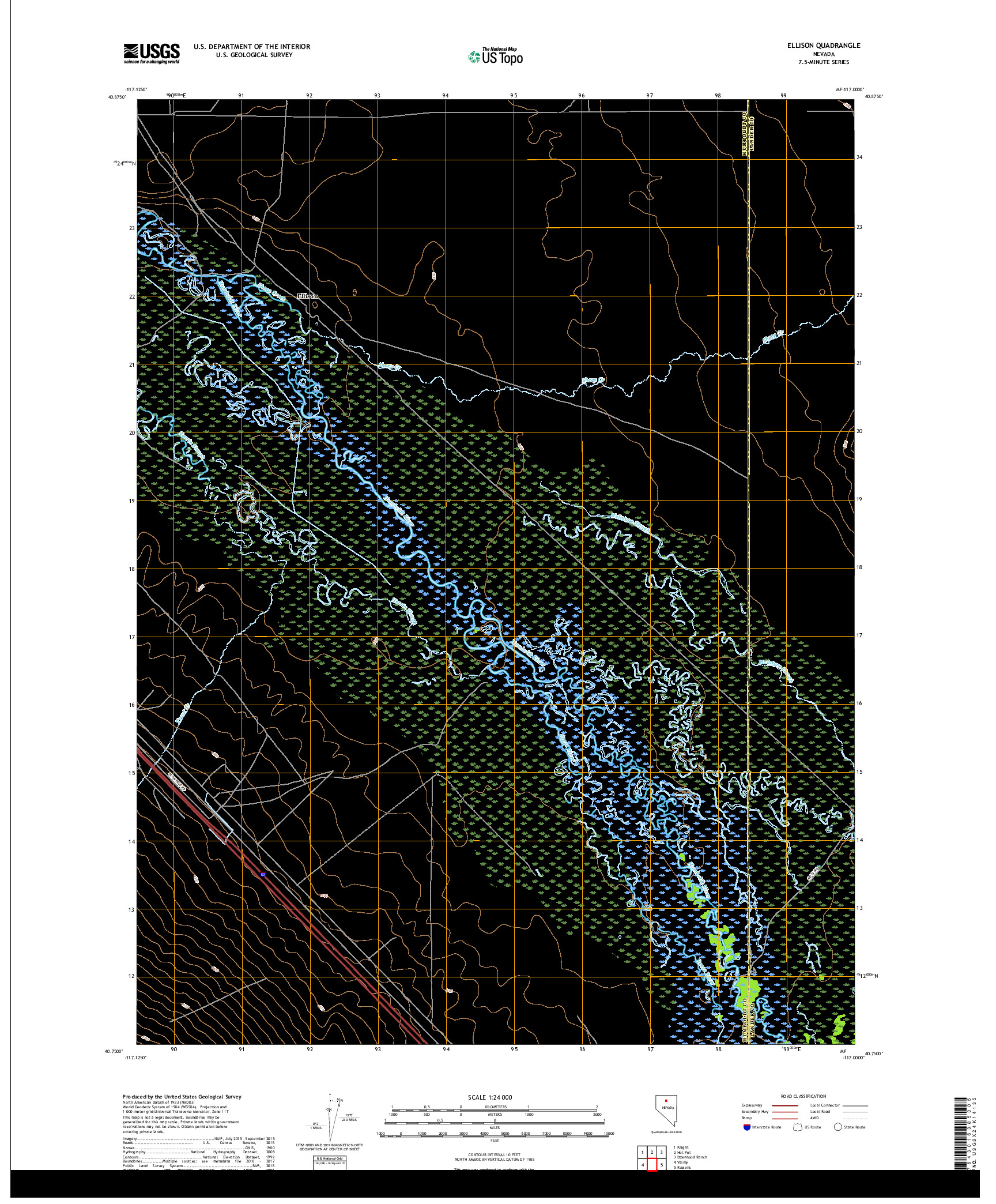 USGS US TOPO 7.5-MINUTE MAP FOR ELLISON, NV 2018