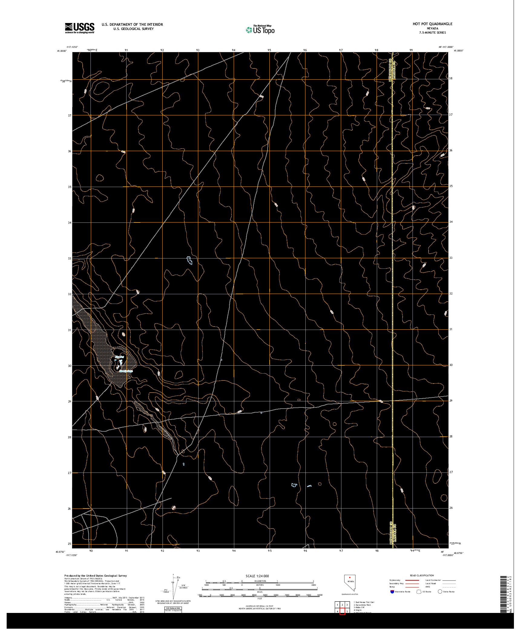 USGS US TOPO 7.5-MINUTE MAP FOR HOT POT, NV 2018