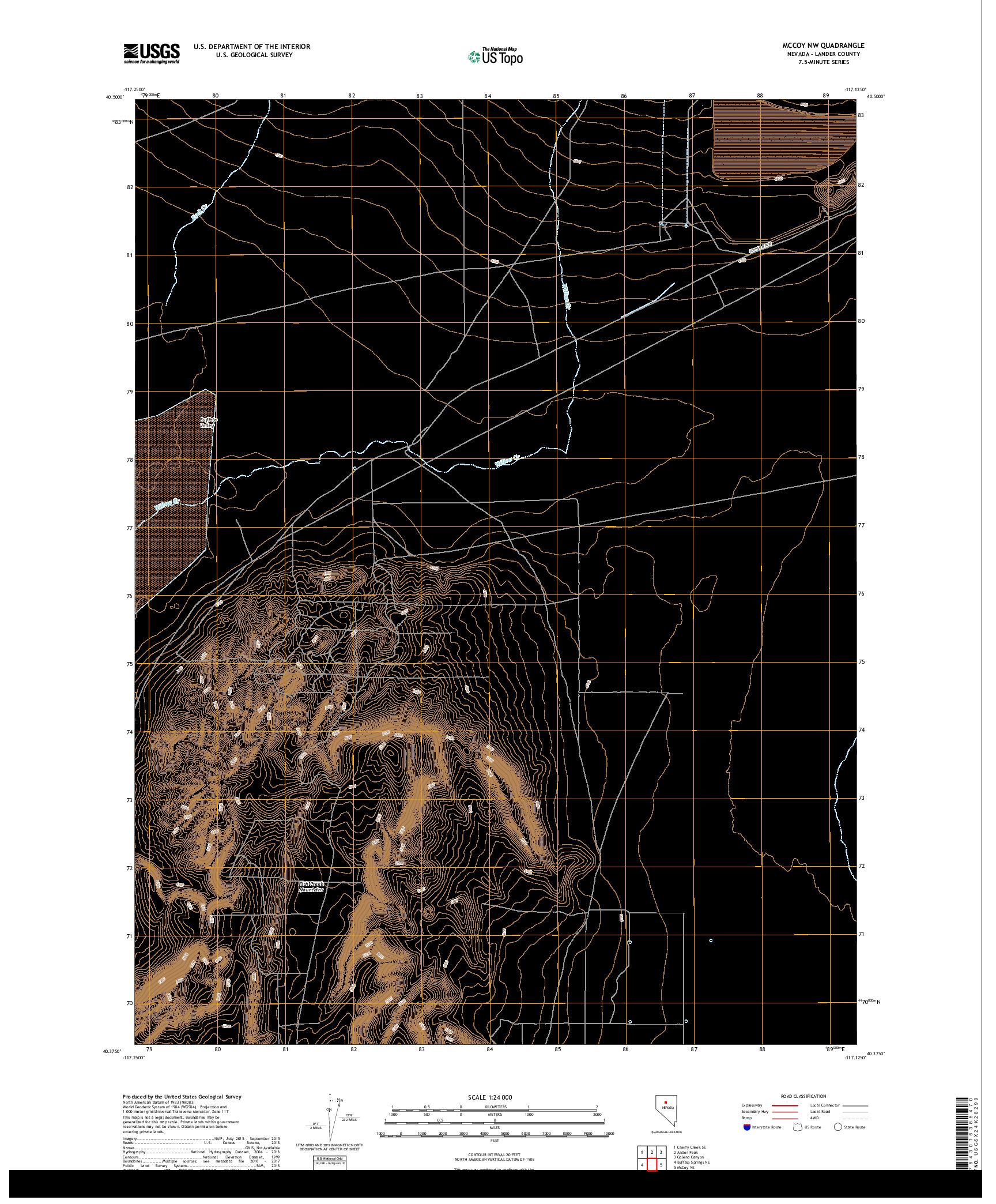 USGS US TOPO 7.5-MINUTE MAP FOR MCCOY NW, NV 2018