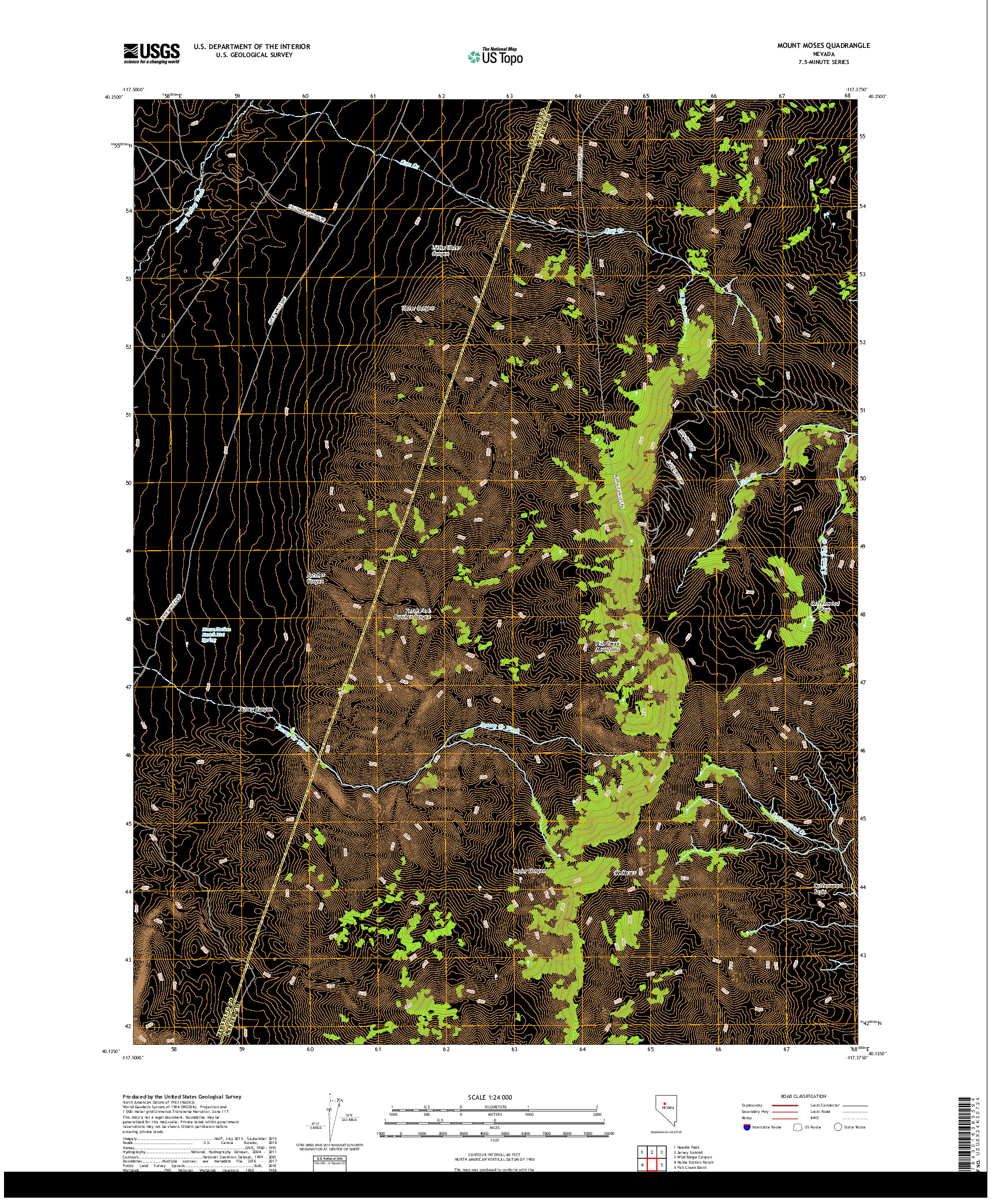 USGS US TOPO 7.5-MINUTE MAP FOR MOUNT MOSES, NV 2018