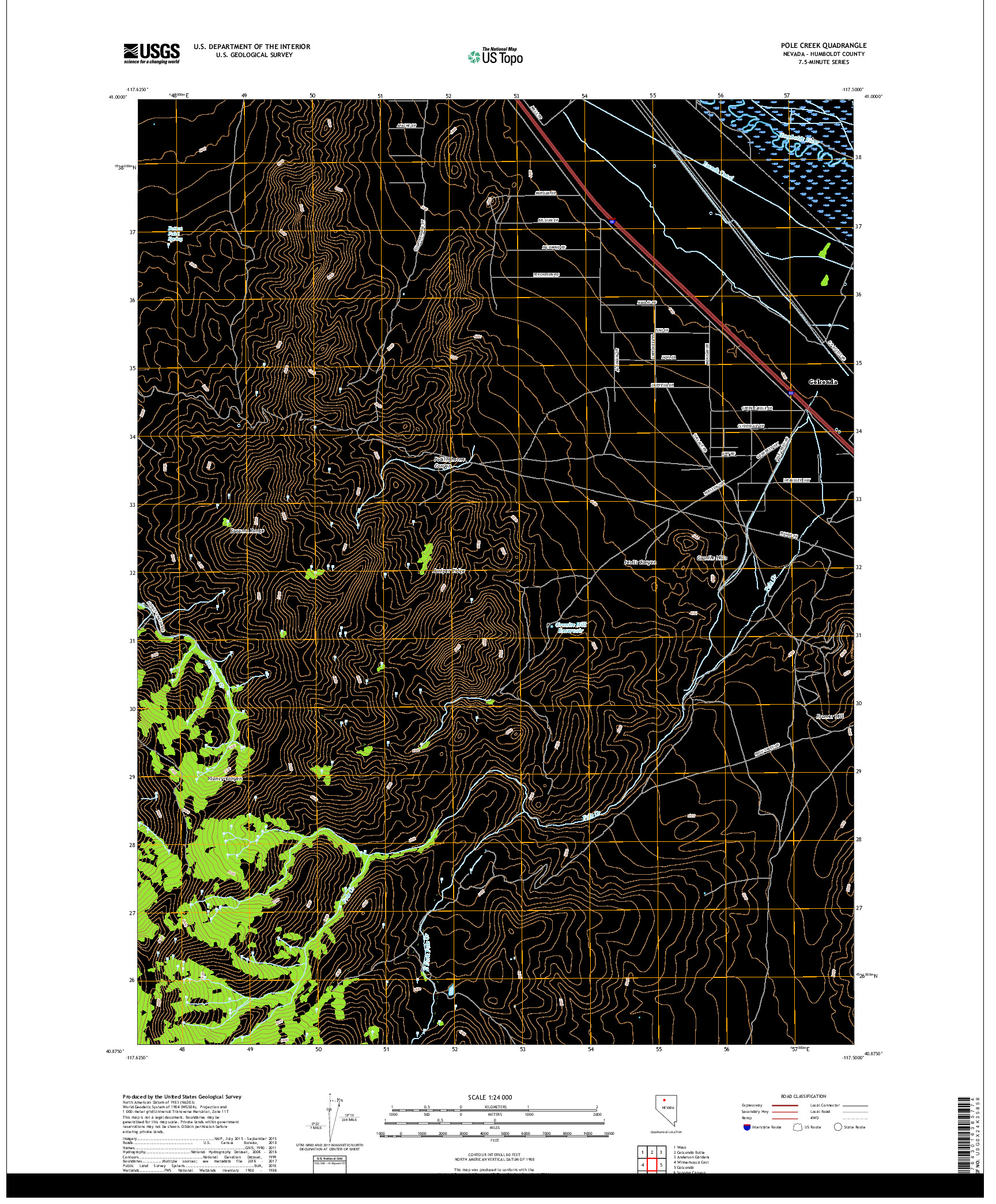 USGS US TOPO 7.5-MINUTE MAP FOR POLE CREEK, NV 2018