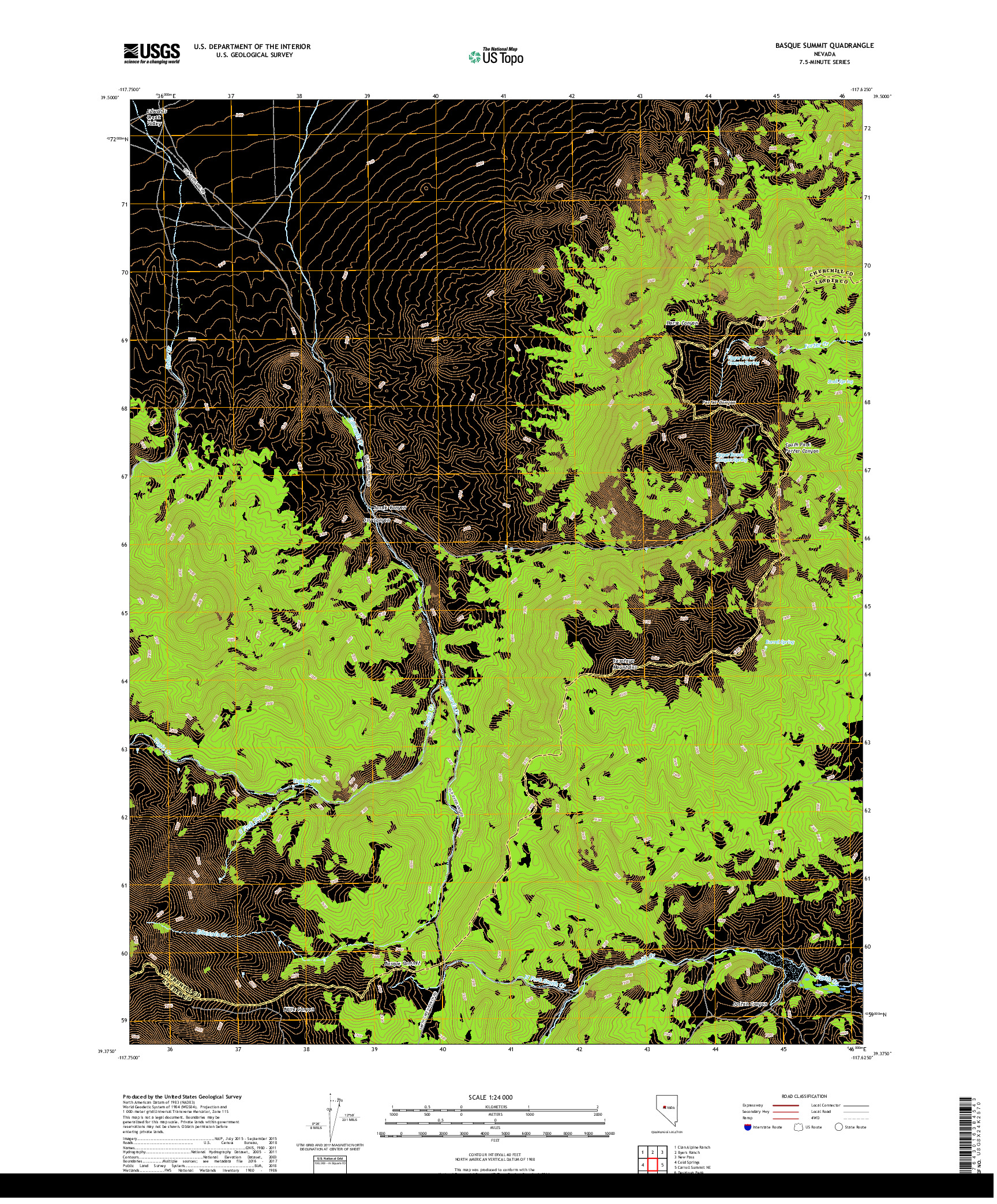 USGS US TOPO 7.5-MINUTE MAP FOR BASQUE SUMMIT, NV 2018