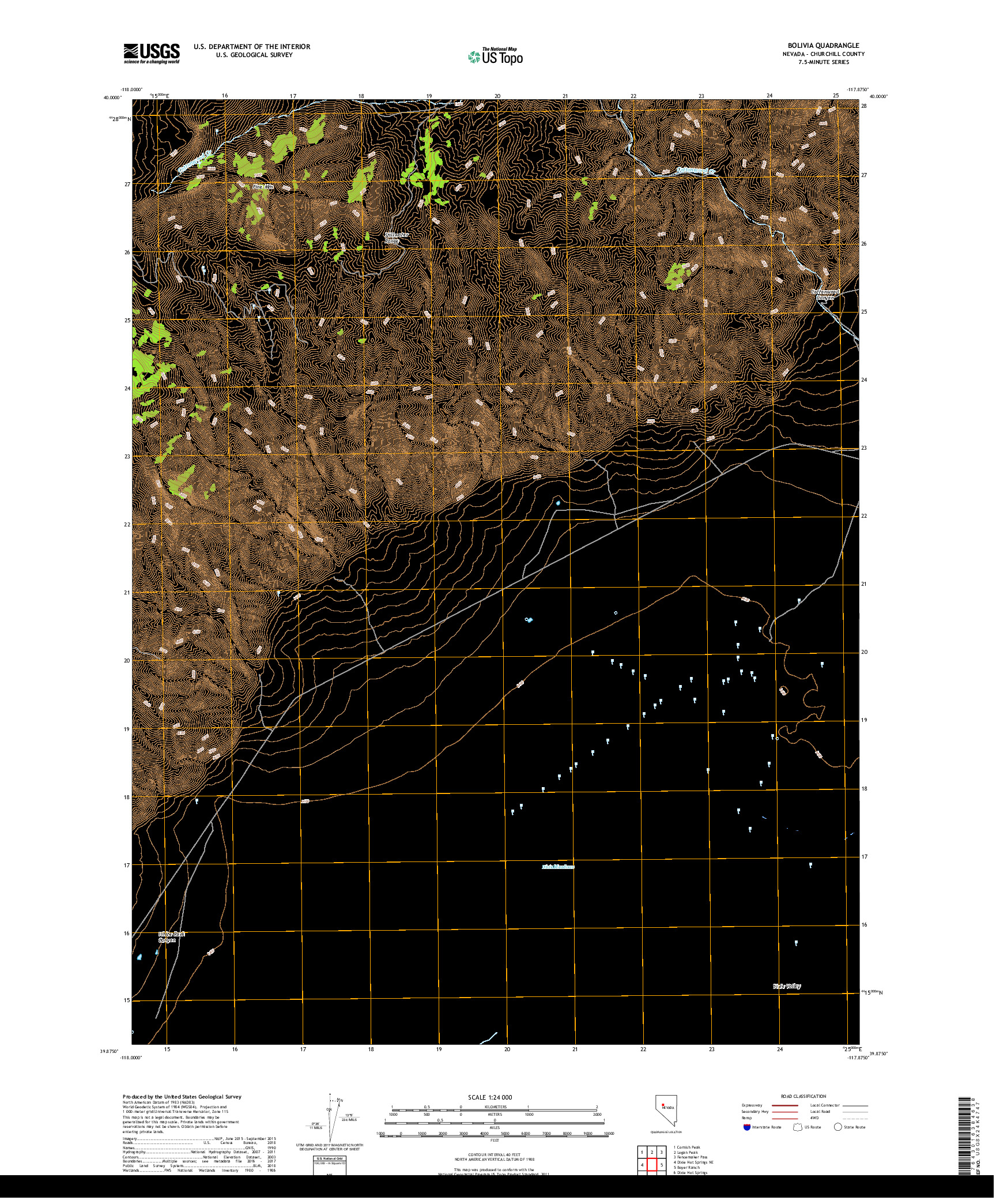 USGS US TOPO 7.5-MINUTE MAP FOR BOLIVIA, NV 2018