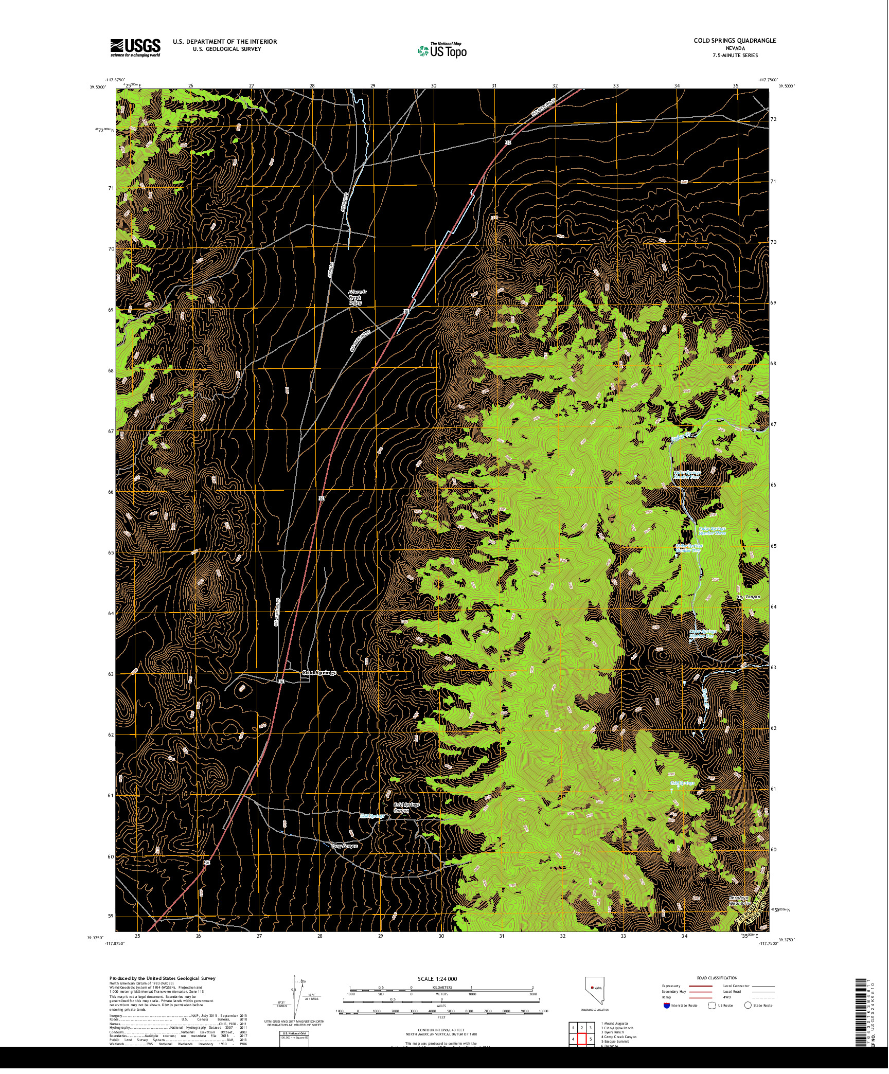 USGS US TOPO 7.5-MINUTE MAP FOR COLD SPRINGS, NV 2018