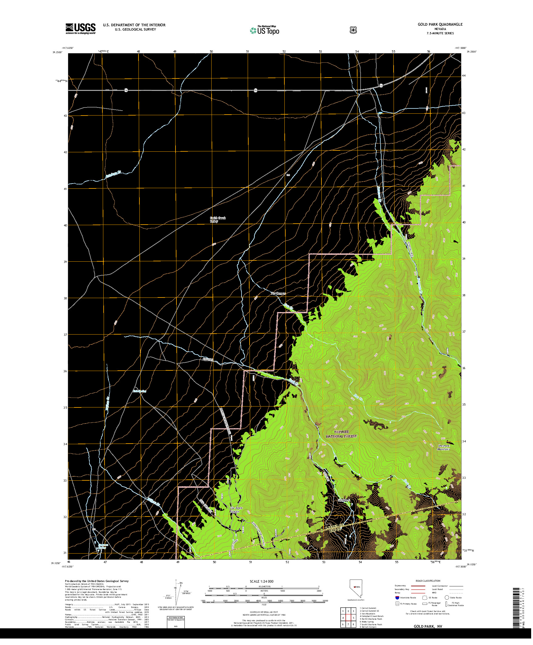 USGS US TOPO 7.5-MINUTE MAP FOR GOLD PARK, NV 2018