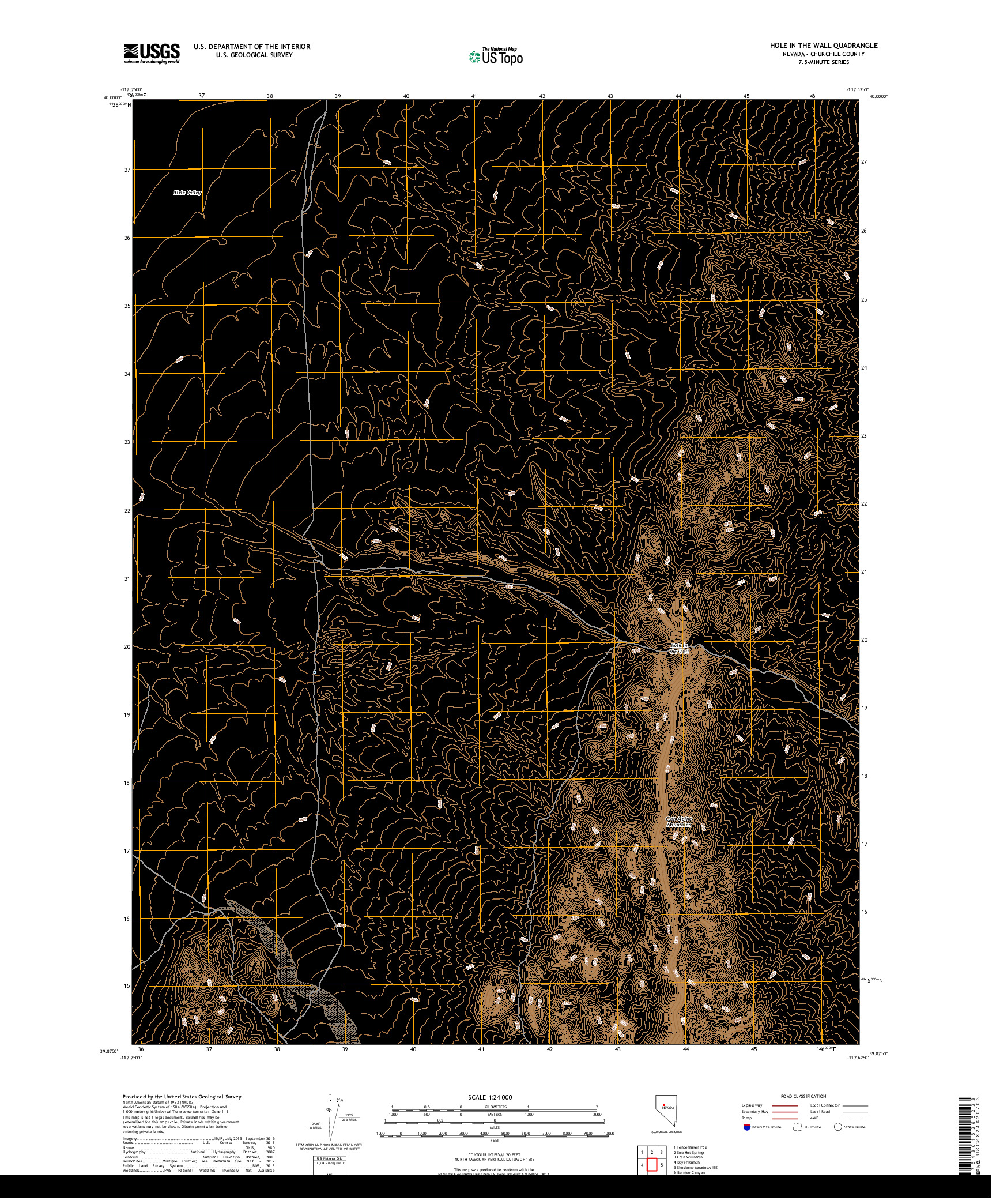 USGS US TOPO 7.5-MINUTE MAP FOR HOLE IN THE WALL, NV 2018