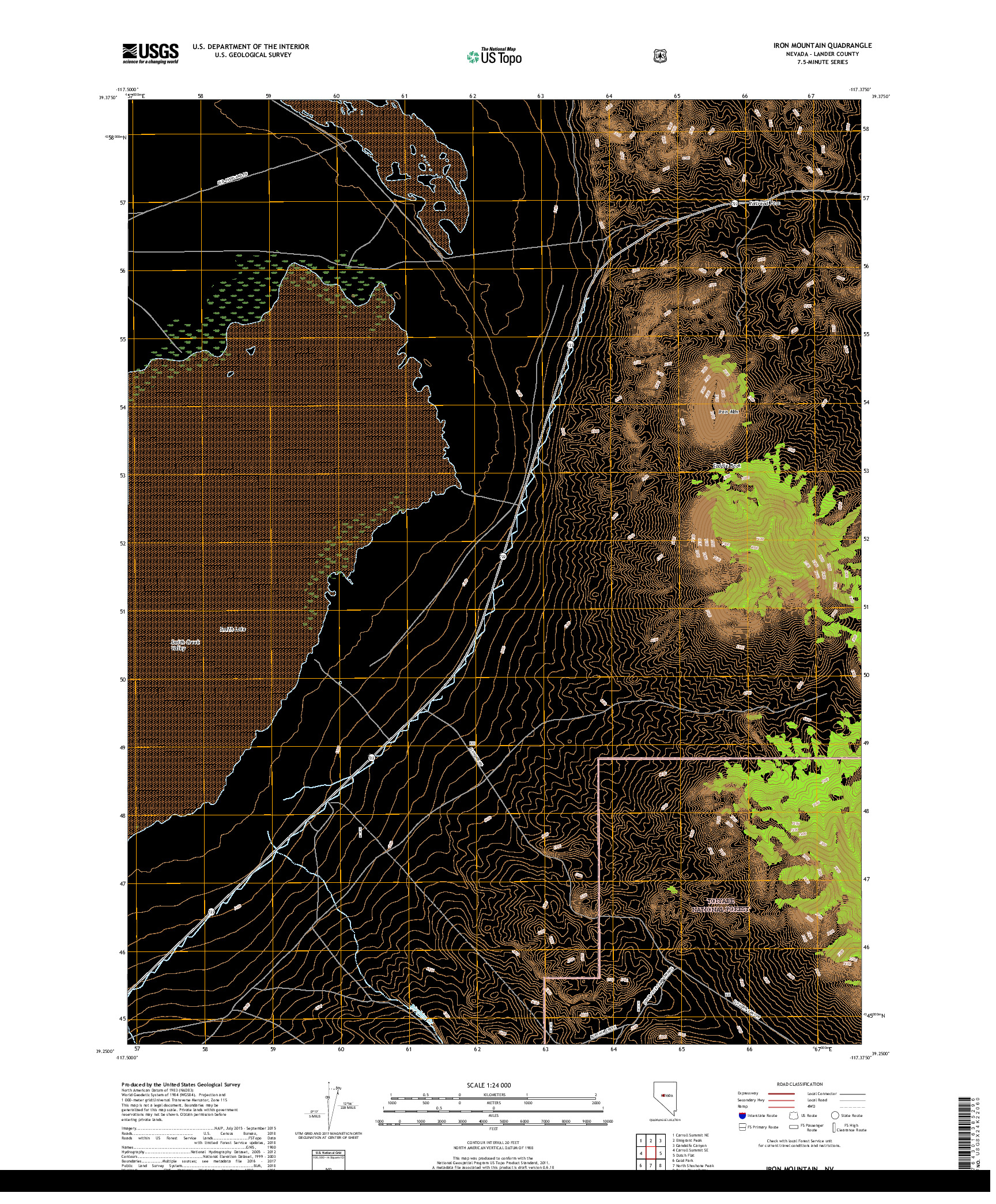 USGS US TOPO 7.5-MINUTE MAP FOR IRON MOUNTAIN, NV 2018