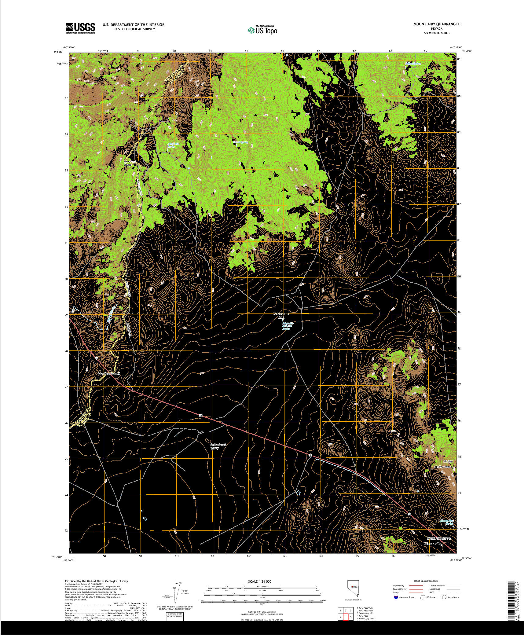 USGS US TOPO 7.5-MINUTE MAP FOR MOUNT AIRY, NV 2018