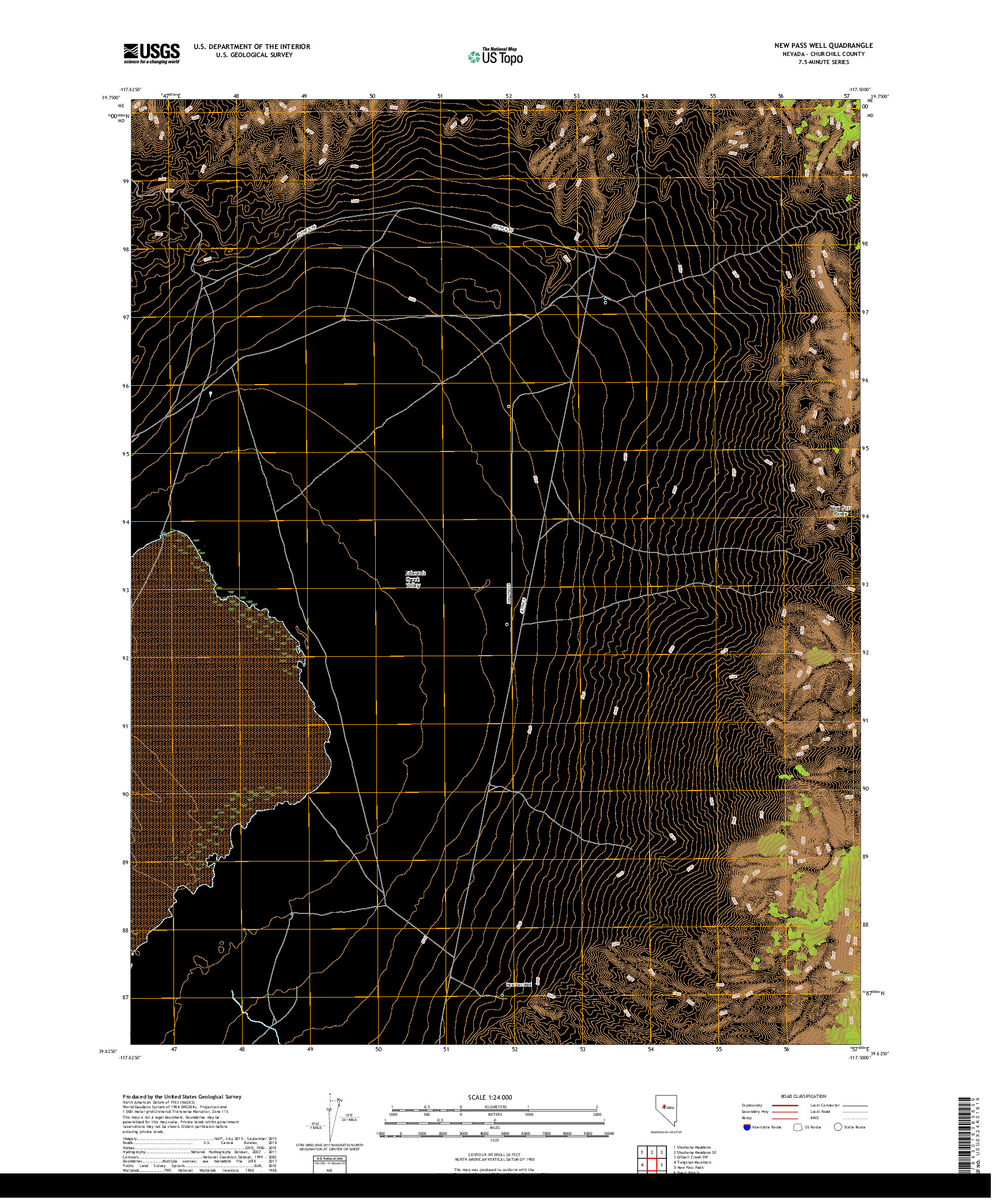 USGS US TOPO 7.5-MINUTE MAP FOR NEW PASS WELL, NV 2018