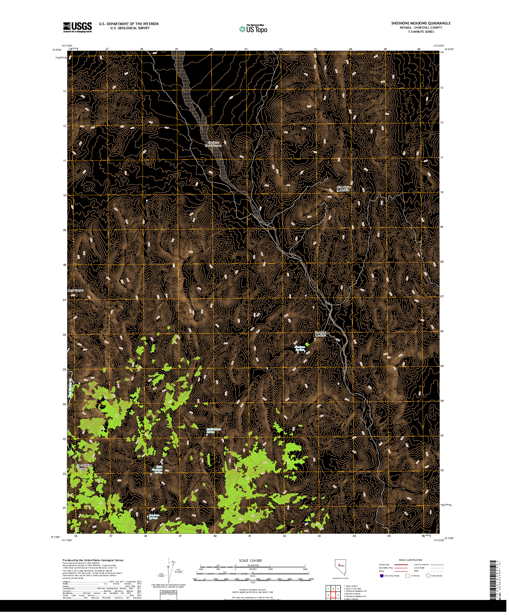 USGS US TOPO 7.5-MINUTE MAP FOR SHOSHONE MEADOWS, NV 2018