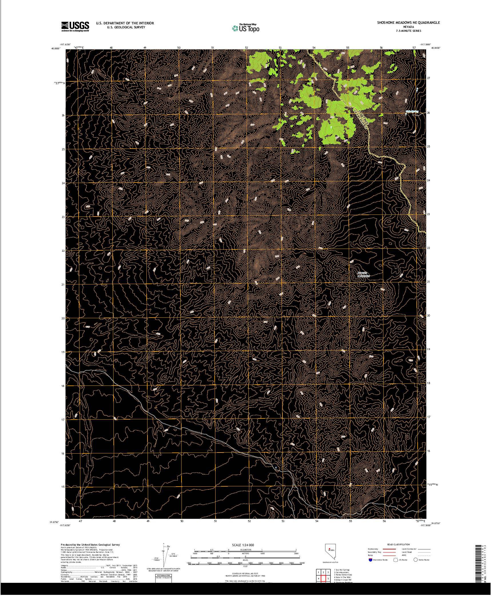 USGS US TOPO 7.5-MINUTE MAP FOR SHOSHONE MEADOWS NE, NV 2018