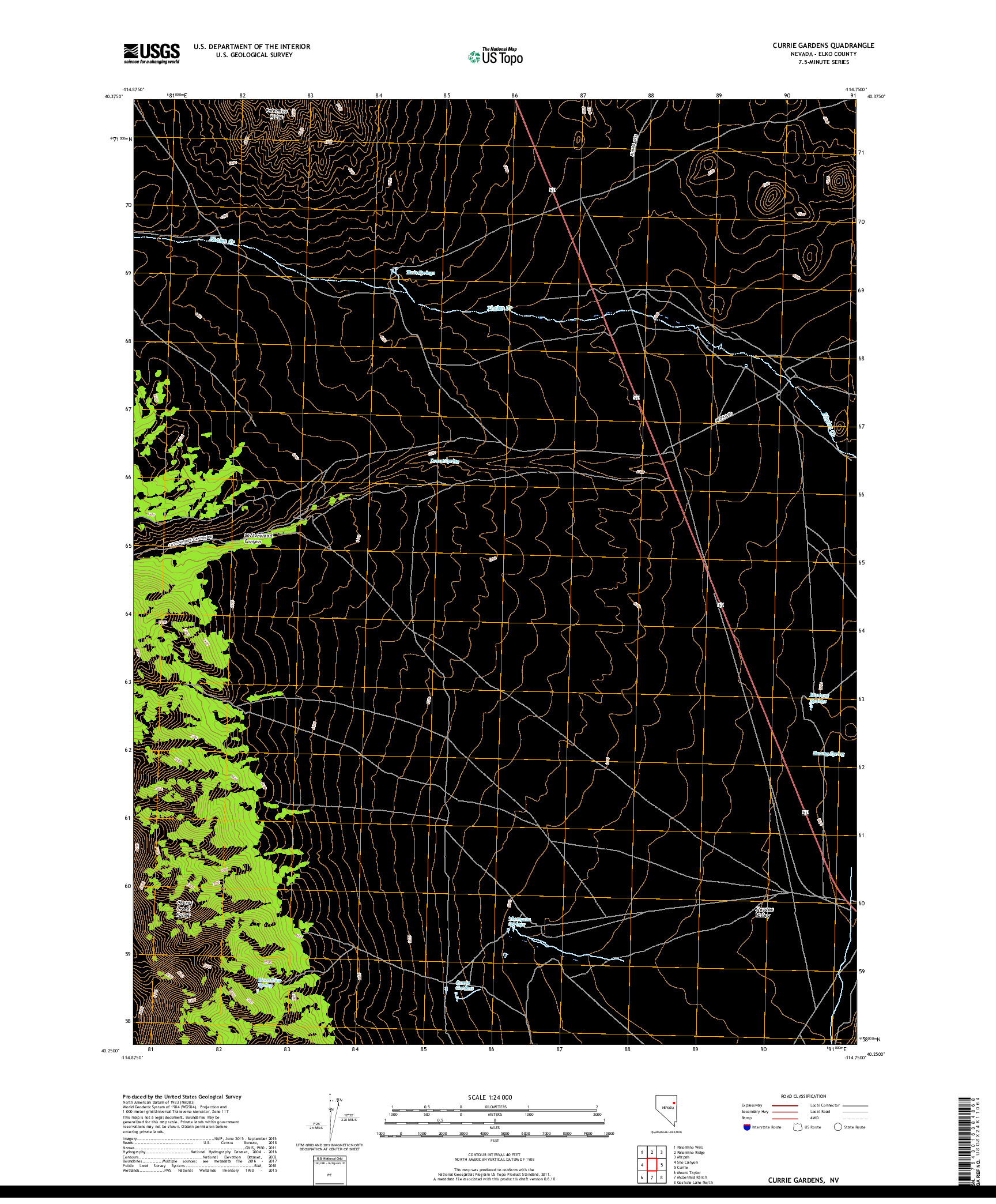 USGS US TOPO 7.5-MINUTE MAP FOR CURRIE GARDENS, NV 2018