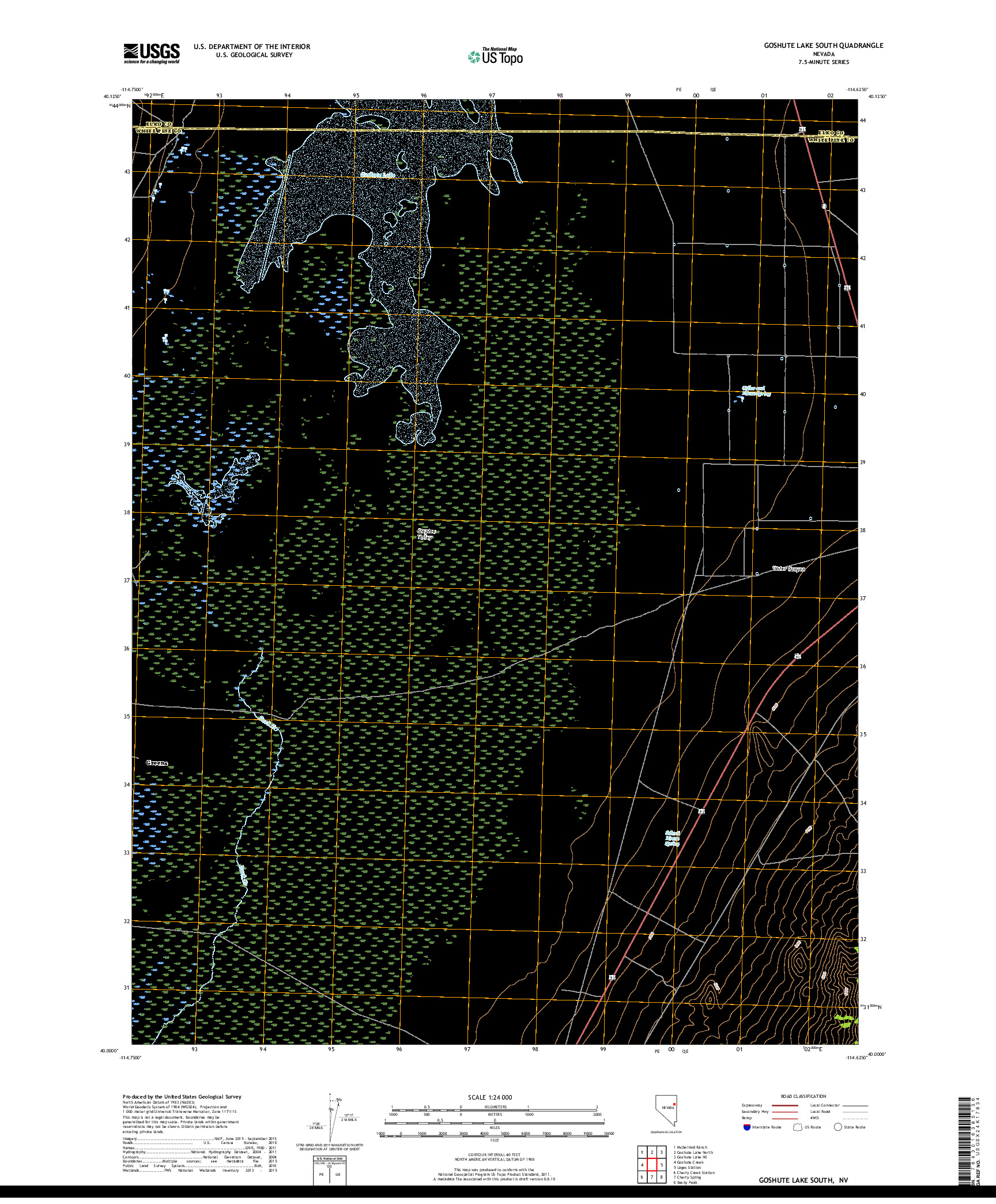 USGS US TOPO 7.5-MINUTE MAP FOR GOSHUTE LAKE SOUTH, NV 2018