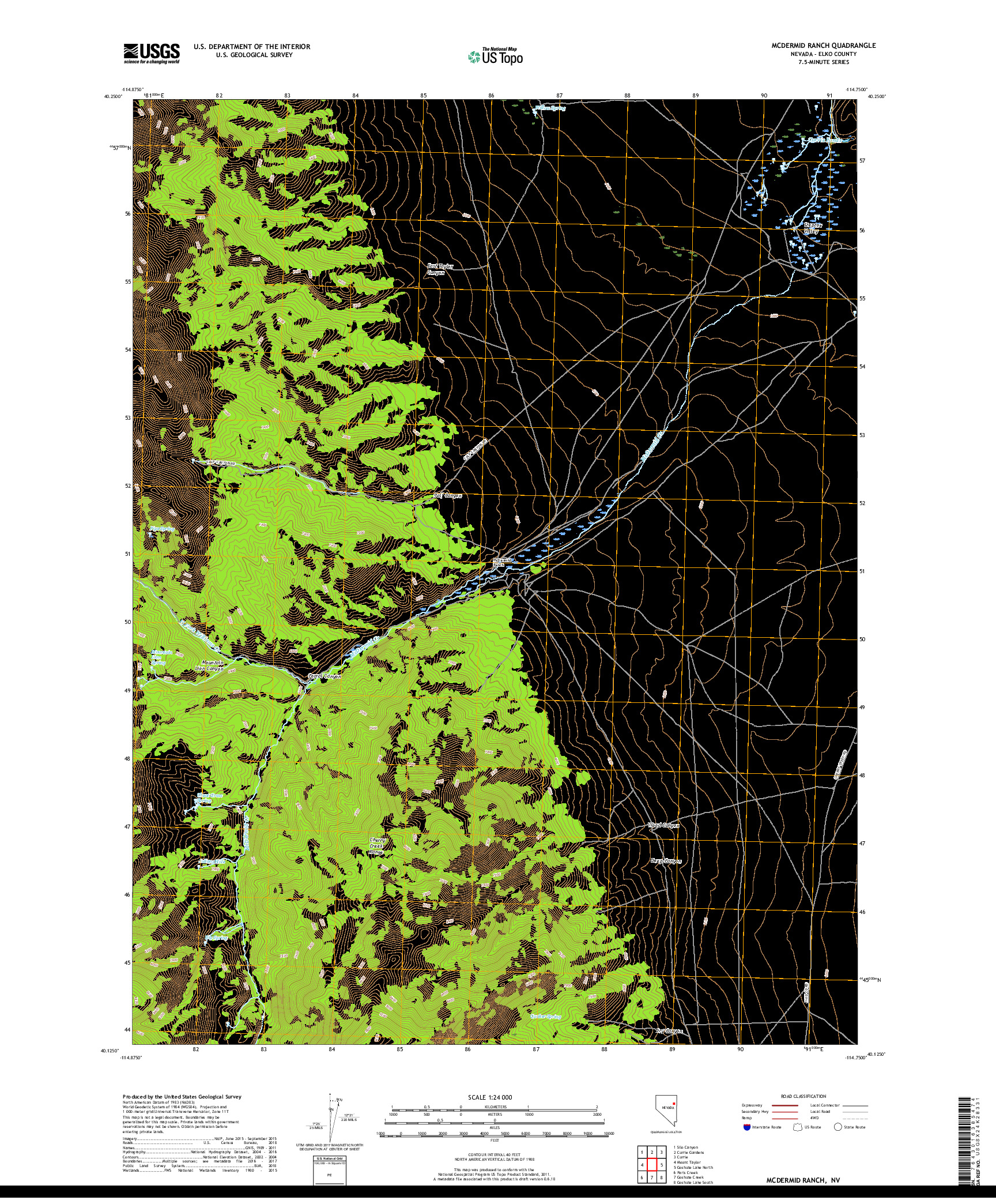 USGS US TOPO 7.5-MINUTE MAP FOR MCDERMID RANCH, NV 2018